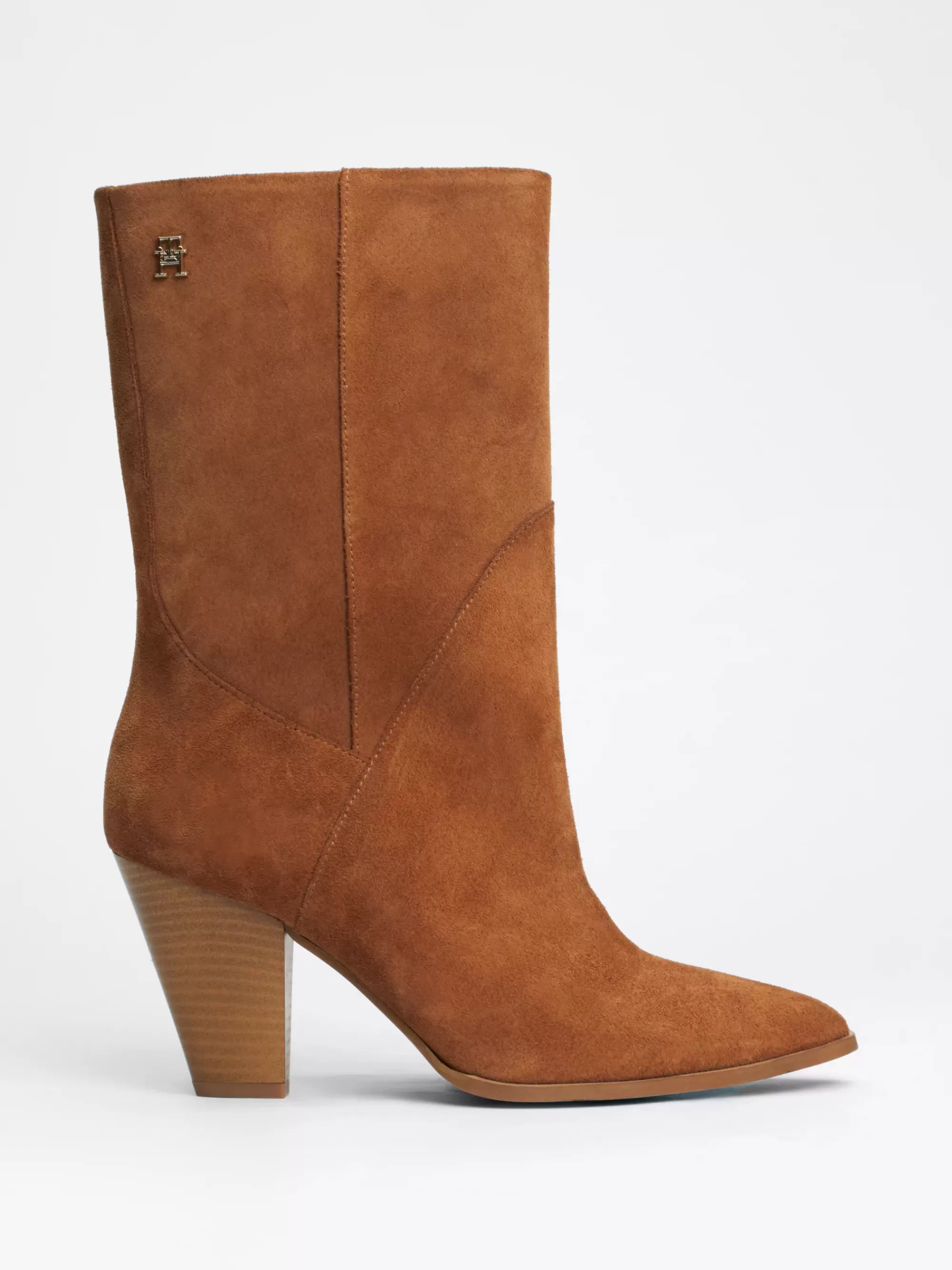 Laarzen & Enkellaarzen | Enkellaarzen*Tommy Hilfiger Suède Cowboylaars Met Cubaanse Hak DRIFTWOOD BROWN