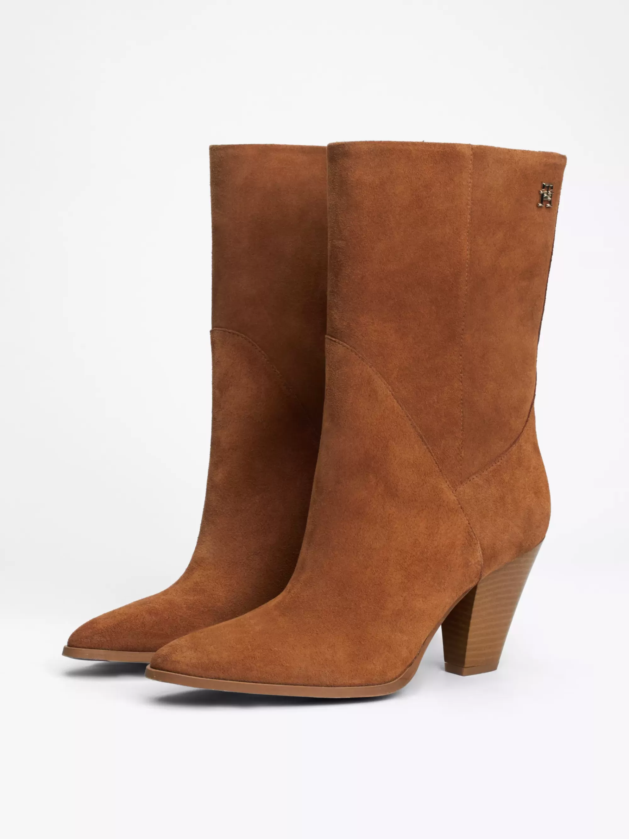 Laarzen & Enkellaarzen | Enkellaarzen*Tommy Hilfiger Suède Cowboylaars Met Cubaanse Hak DRIFTWOOD BROWN