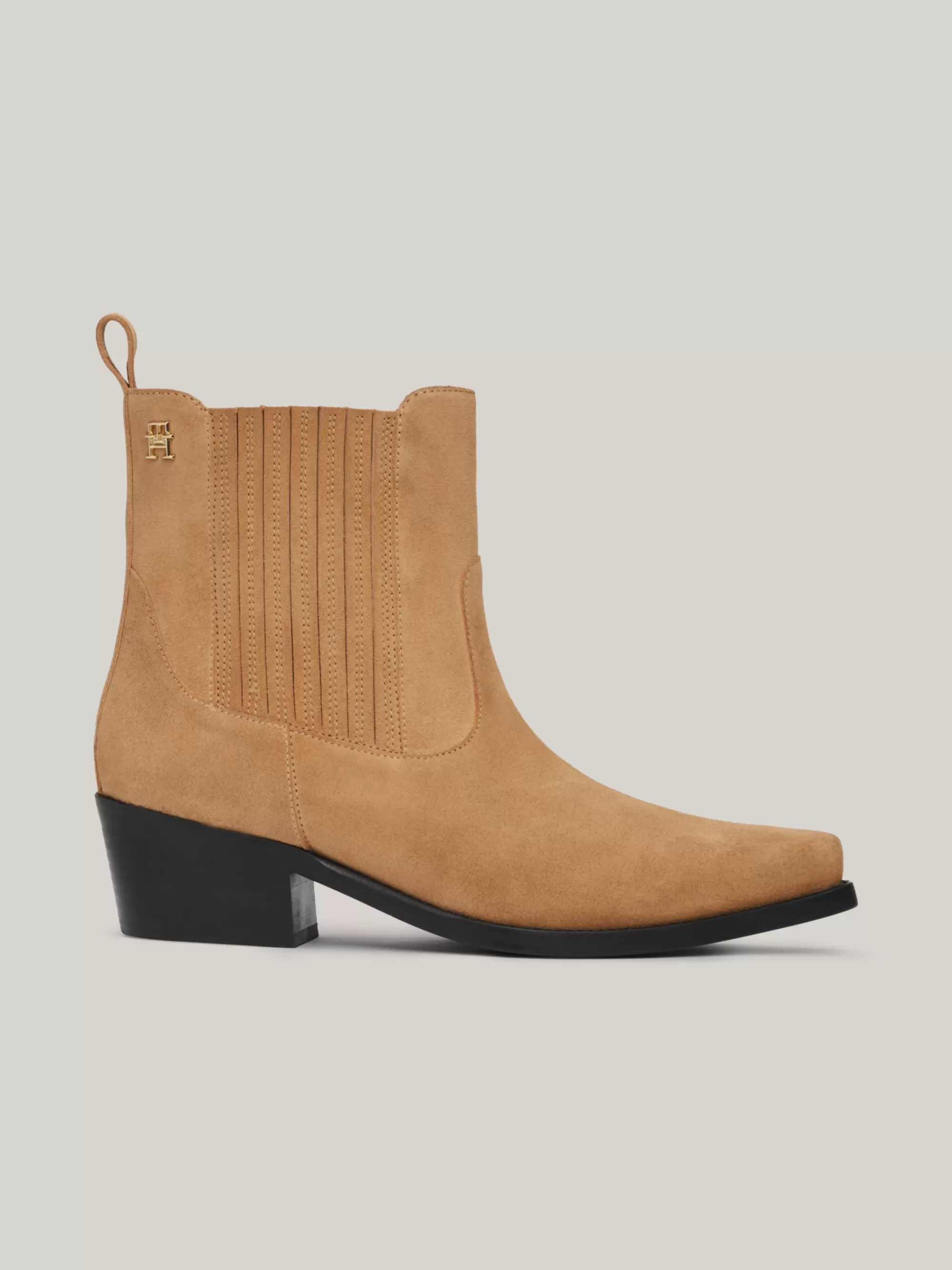 Laarzen & Enkellaarzen*Tommy Hilfiger Suède Cowboylaars Met TH-monogram CLASSIC KHAKI