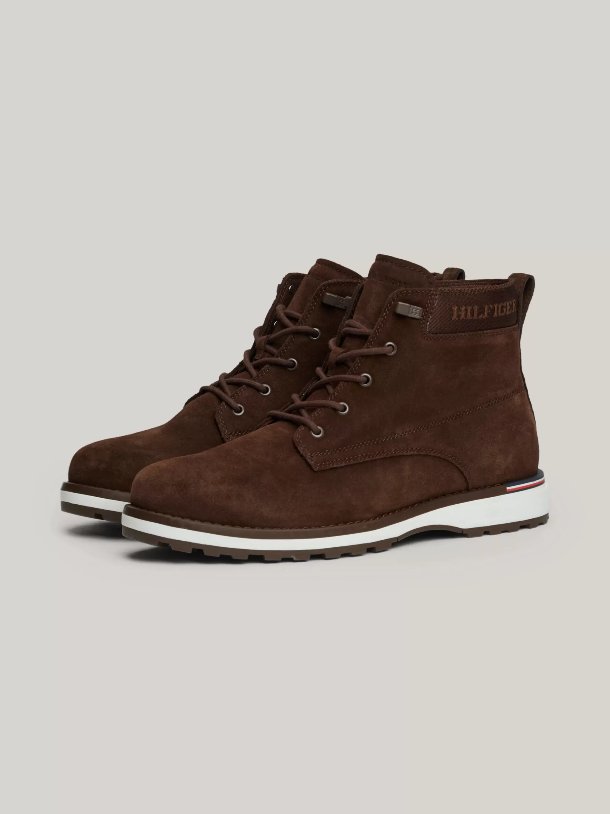 Veterboots | Laarzen*Tommy Hilfiger Suède Enkellaars Met Logo COCOA