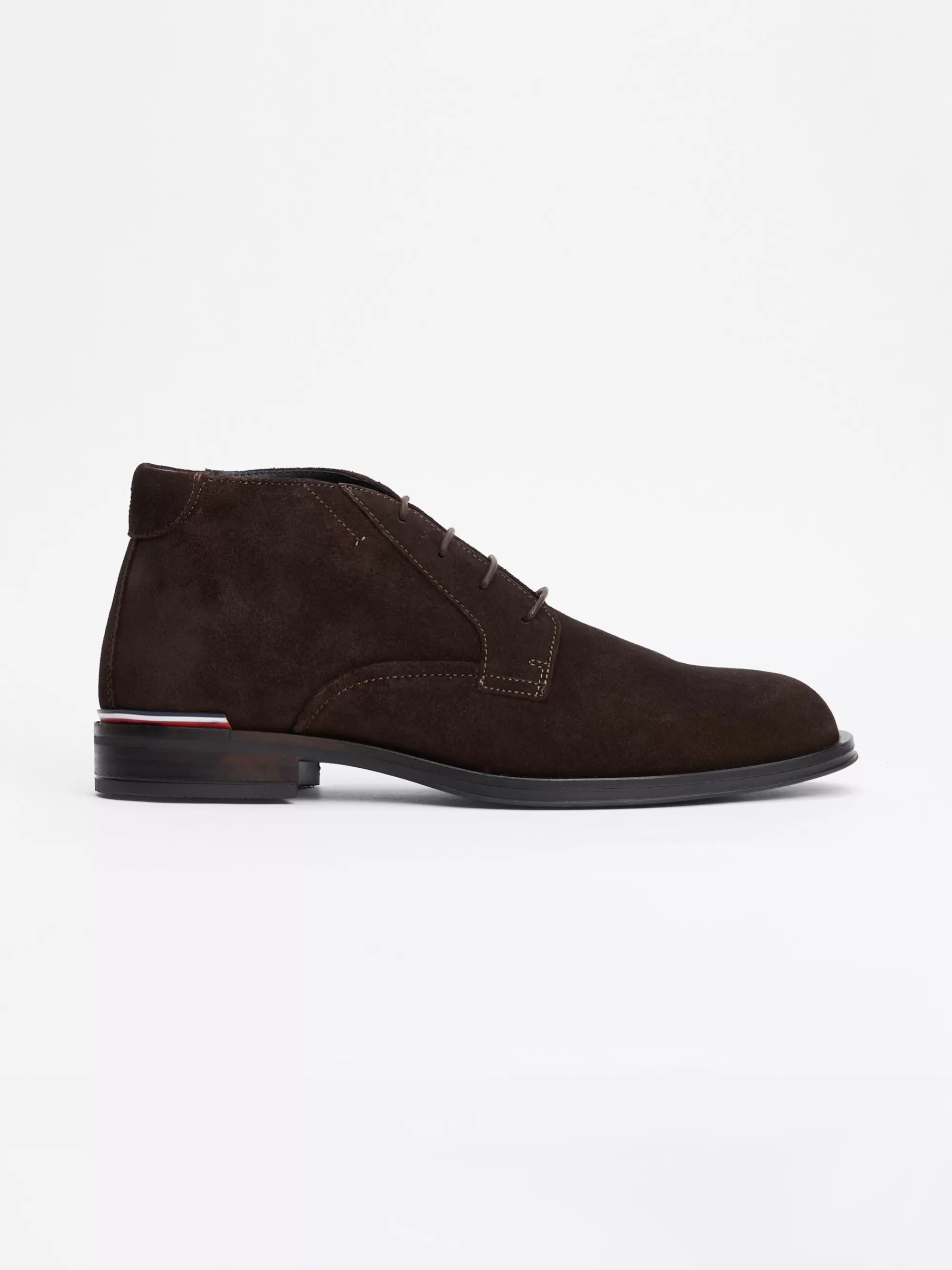 Formele Schoenen | Veterboots*Tommy Hilfiger Suède Enkellaars Met Veters DARK COFFEE