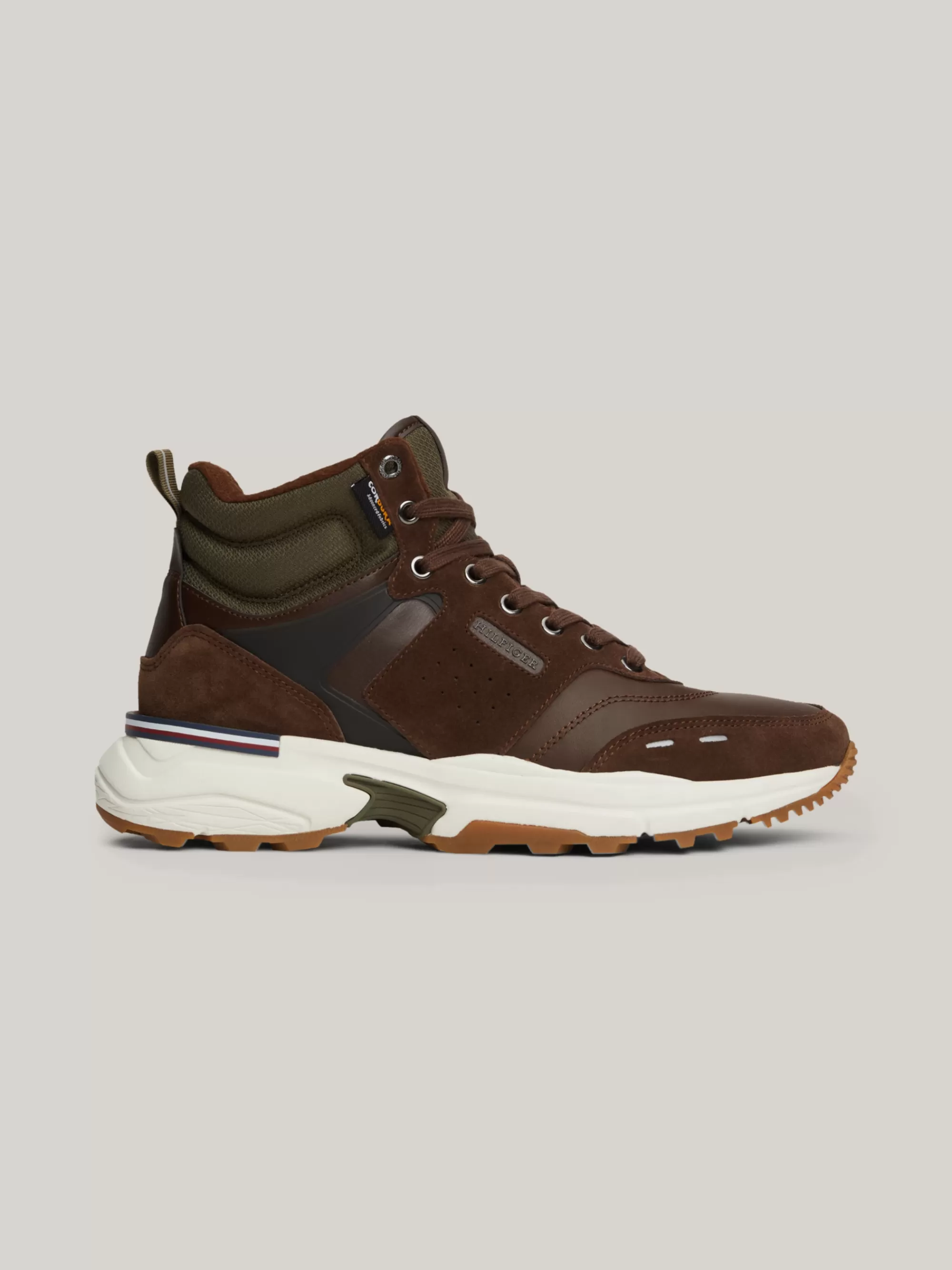 Sneakers*Tommy Hilfiger Suède Halfhoge Sneaker Met Profiel COCOA