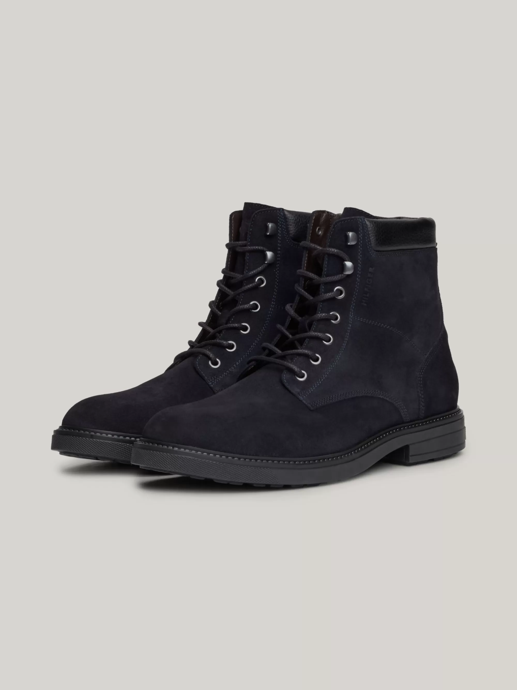 Veterboots | Laarzen*Tommy Hilfiger Suède Halfhoge Veterlaars DESERT SKY
