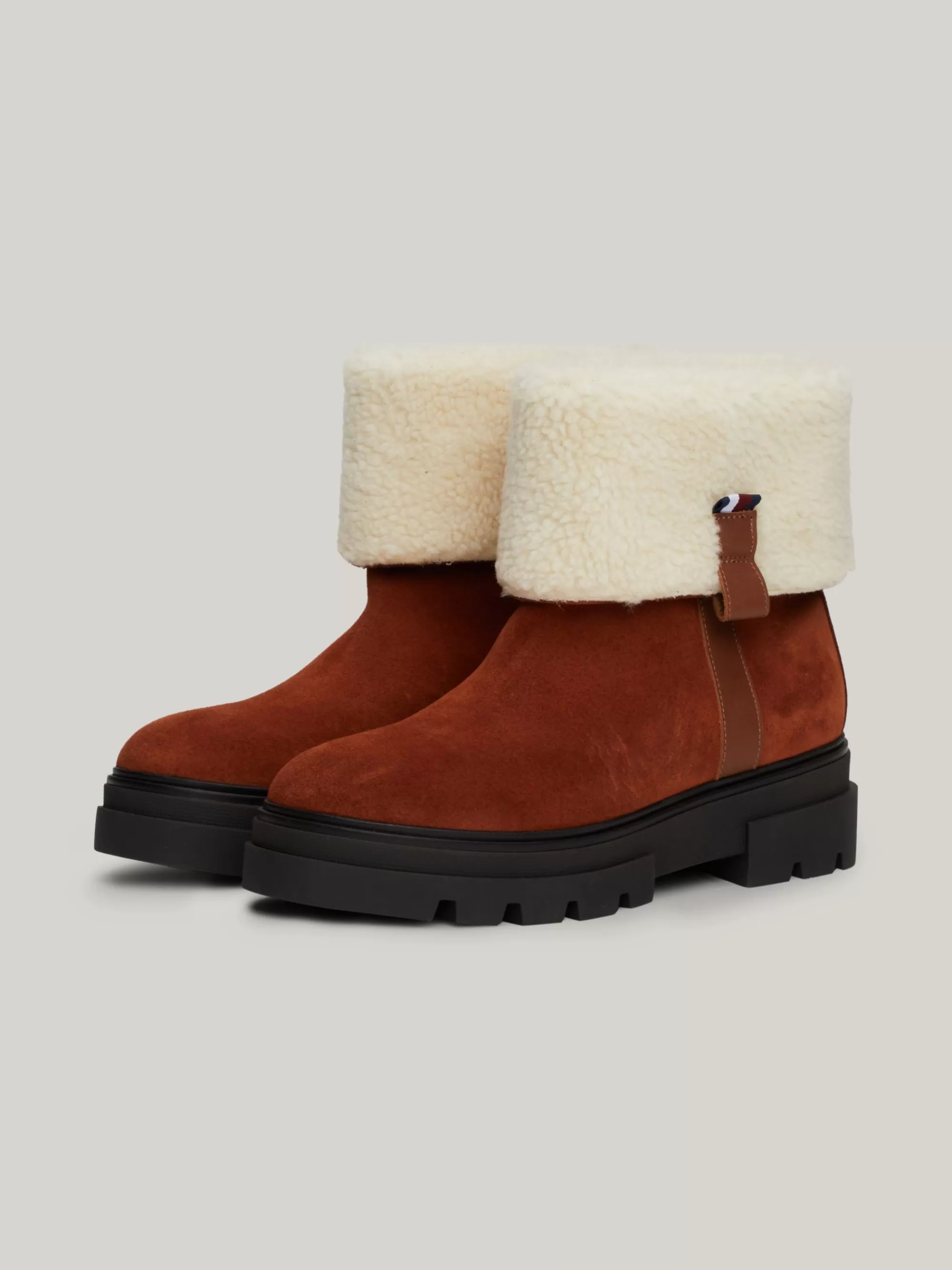 Enkellaarzen | Laarzen & Enkellaarzen*Tommy Hilfiger Suède Laars Met Warme Voering En Profielzool COGNAC BROWN