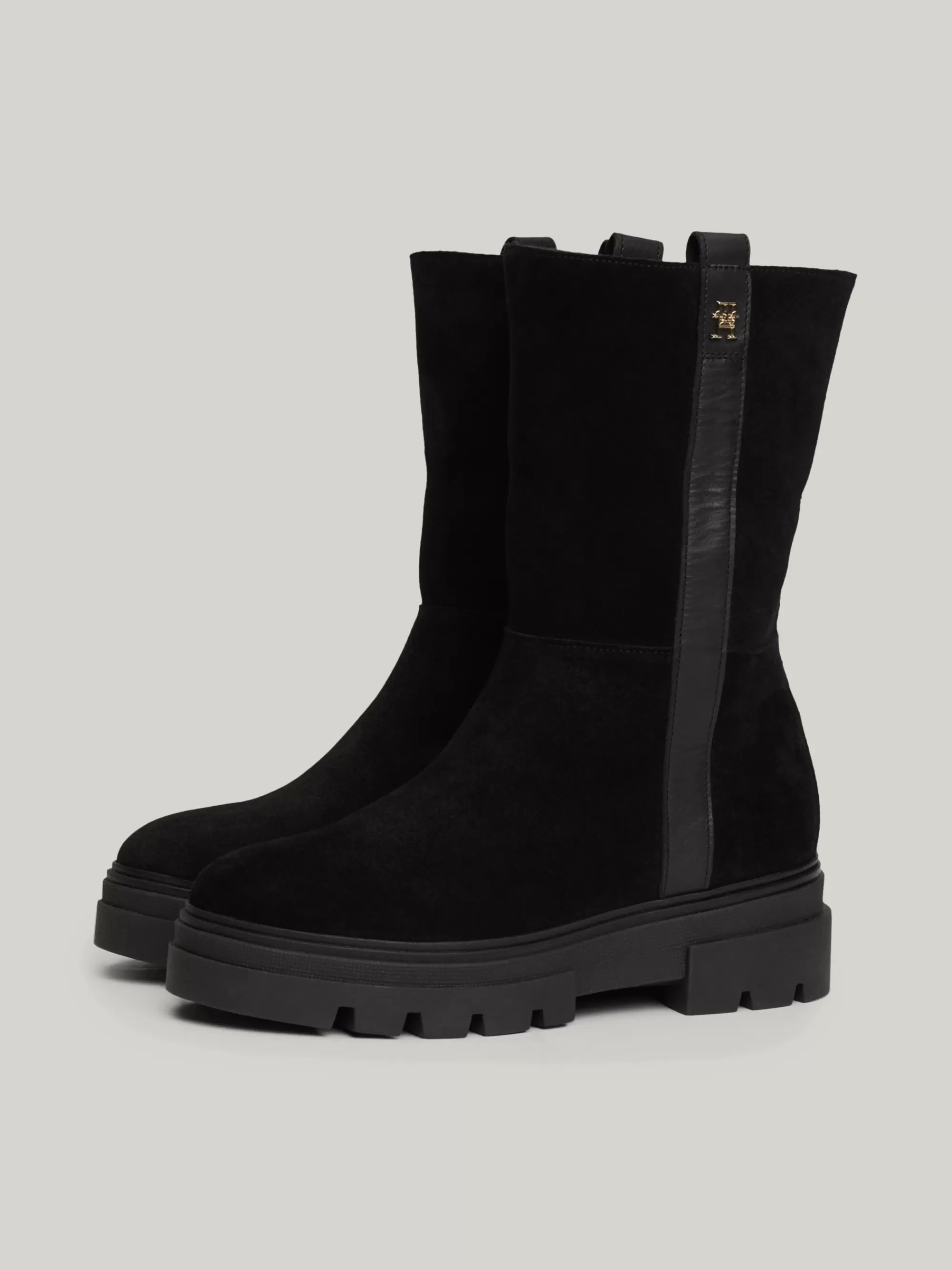 Enkellaarzen | Laarzen & Enkellaarzen*Tommy Hilfiger Suède Laars Met Warme Voering En Profielzool BLACK