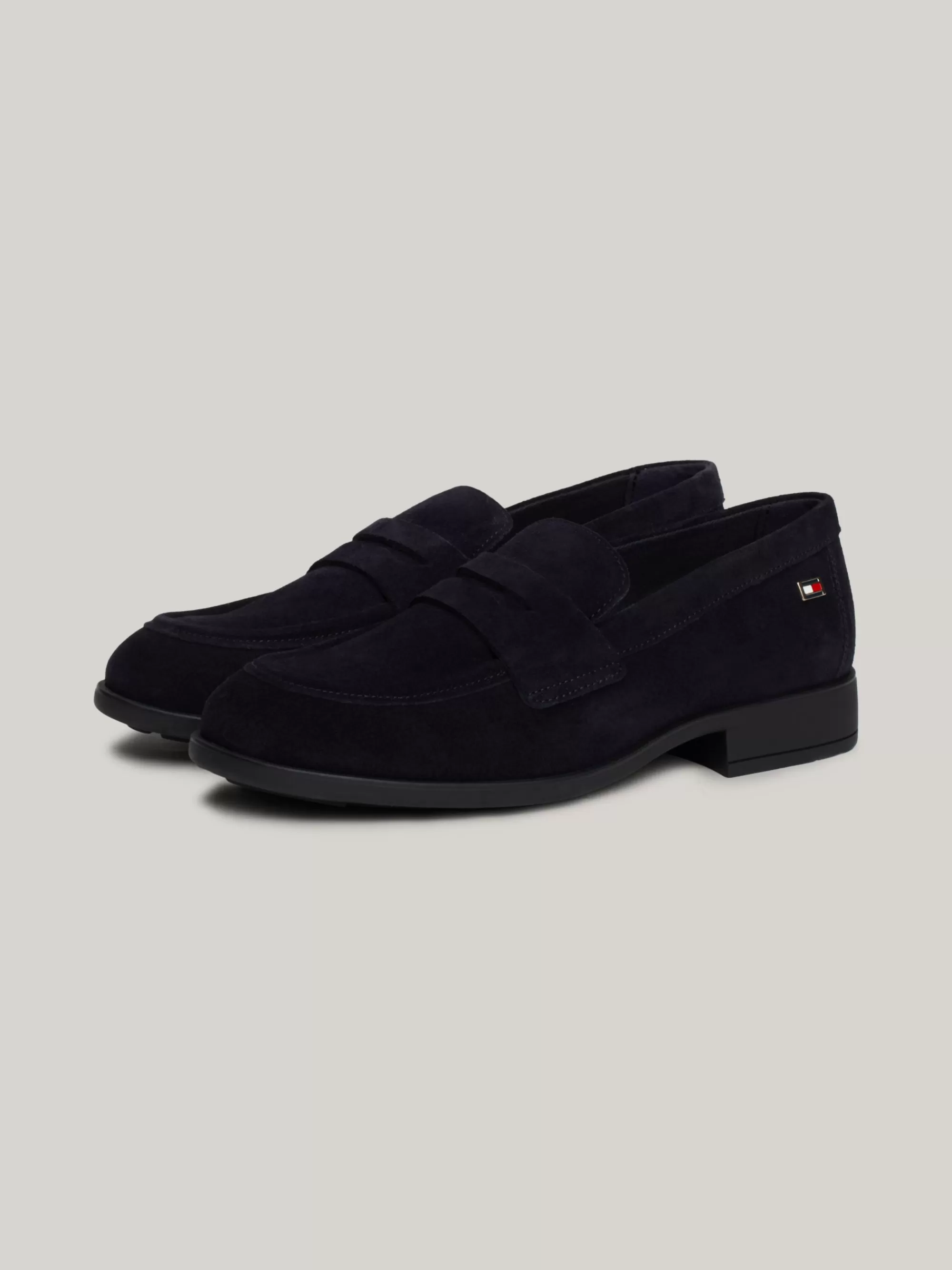 Mocassins & Instappers | Platte Schoenen*Tommy Hilfiger Suède Loafer Met Geëmailleerde Vlag SPACE BLUE