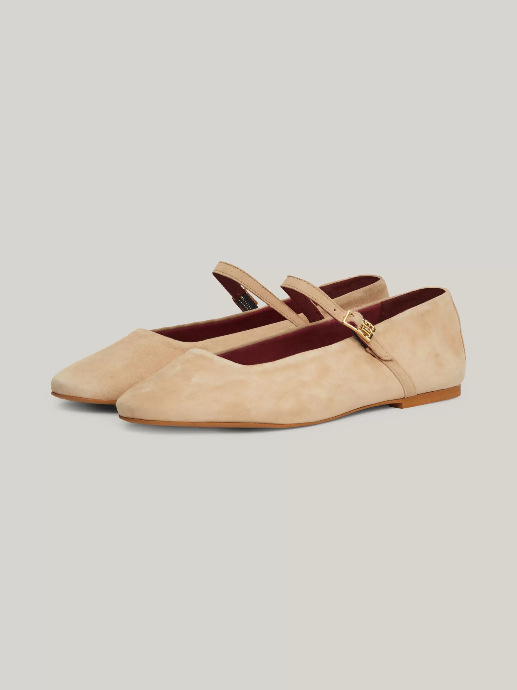 Ballerina's | Platte Schoenen*Tommy Hilfiger Suède Mary Jane Ballerina BEIGE
