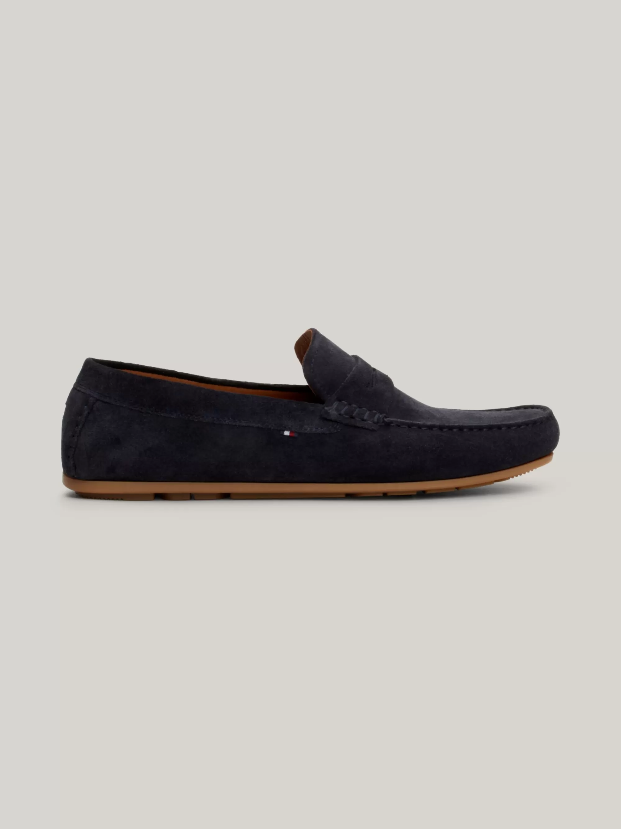Instappers | Lage Schoenen*Tommy Hilfiger Suède Mocassin Met Profielzool En Vlag DESERT SKY