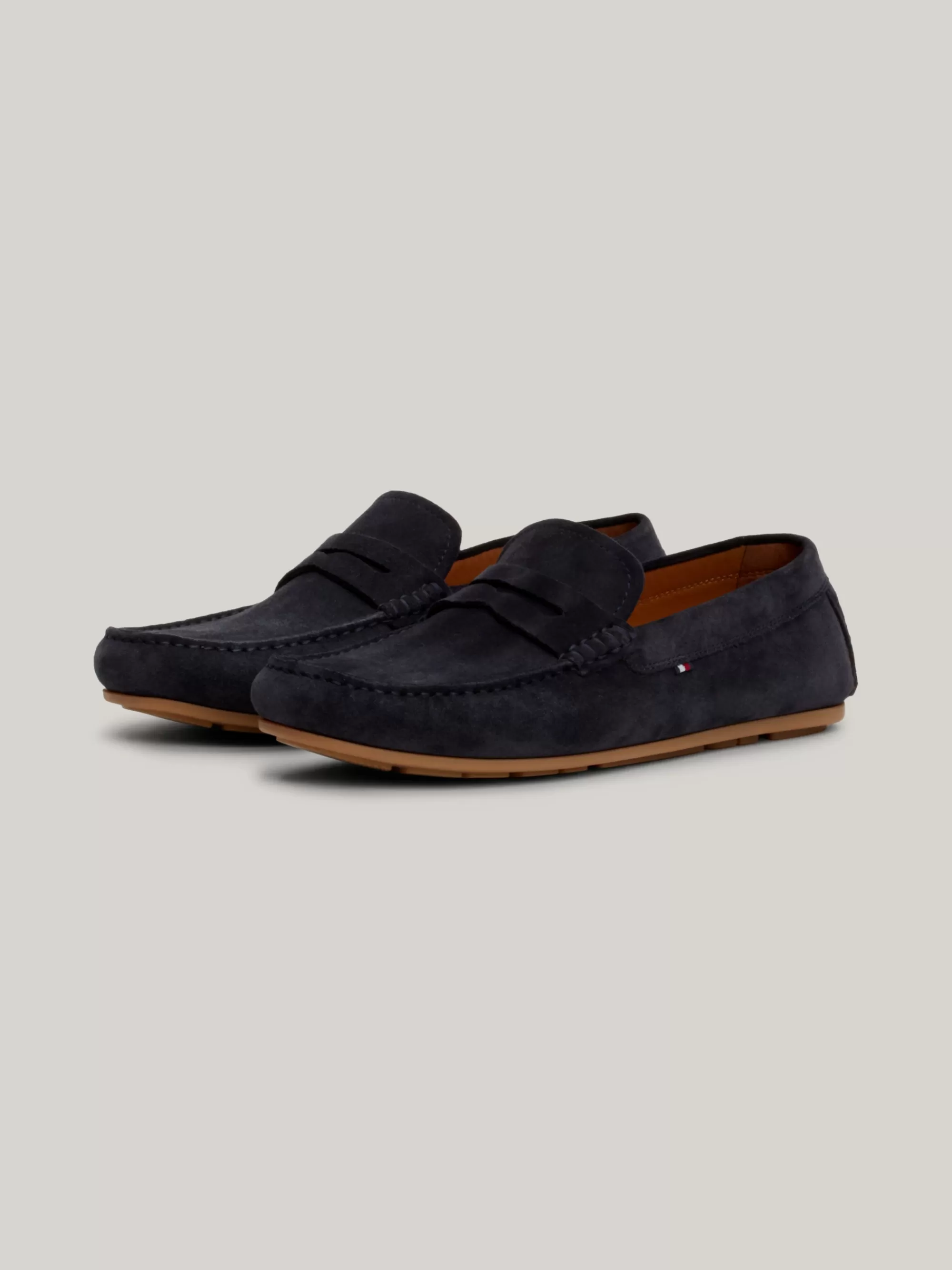 Instappers | Lage Schoenen*Tommy Hilfiger Suède Mocassin Met Profielzool En Vlag DESERT SKY