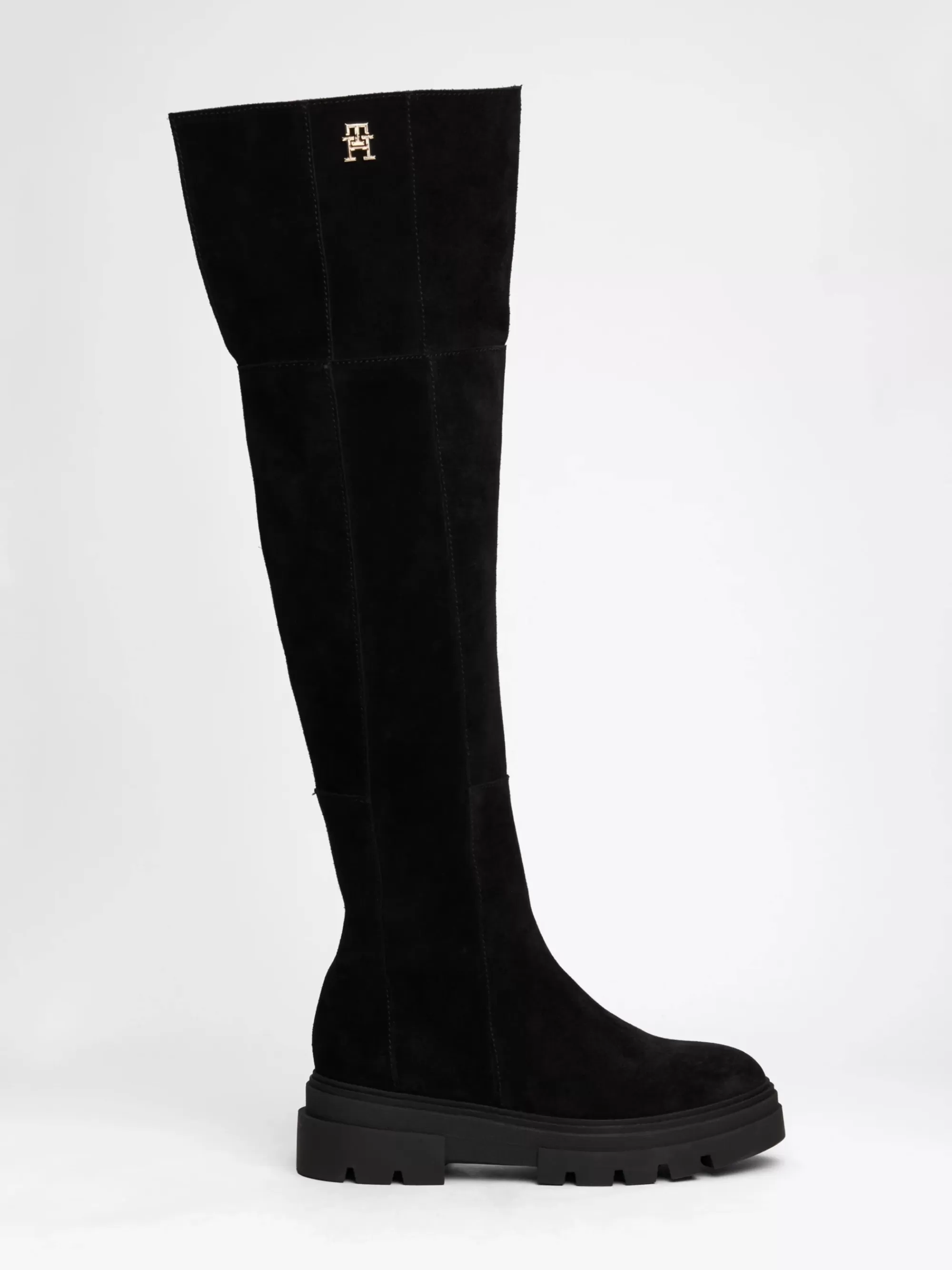 Knee-High Laarzen | Laarzen & Enkellaarzen*Tommy Hilfiger Suède Overknee Laars Met Profielzool BLACK