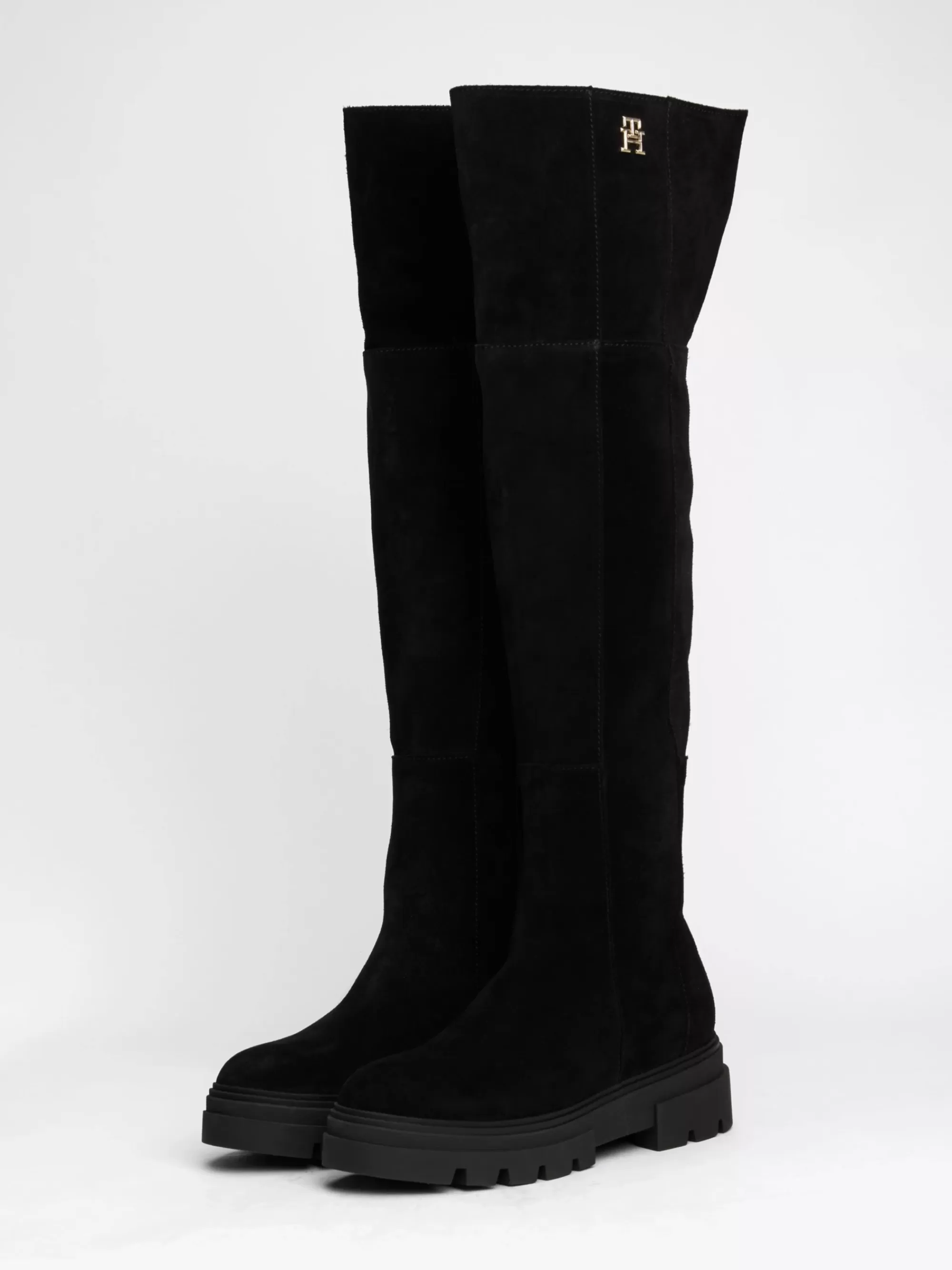 Knee-High Laarzen | Laarzen & Enkellaarzen*Tommy Hilfiger Suède Overknee Laars Met Profielzool BLACK