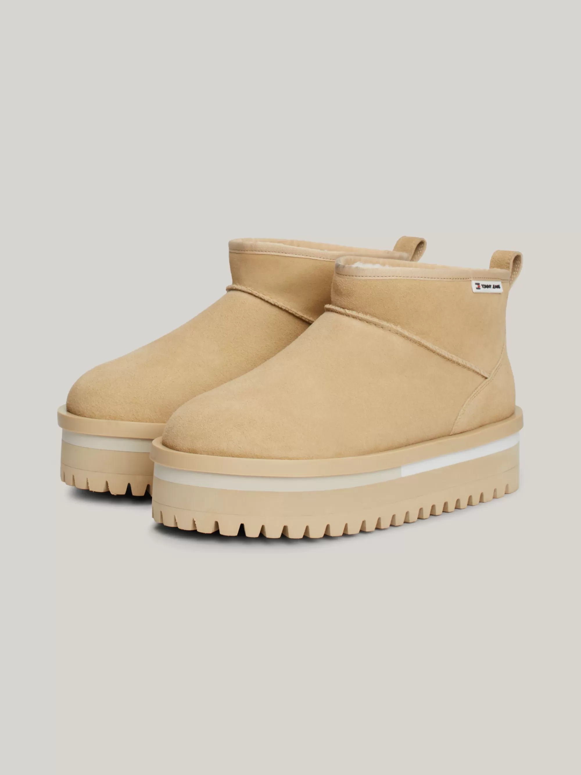 Enkellaarzen | Laarzen & Enkellaarzen*Tommy Hilfiger Suède Platformlaars Met Warme Voering GENTLE GOLD