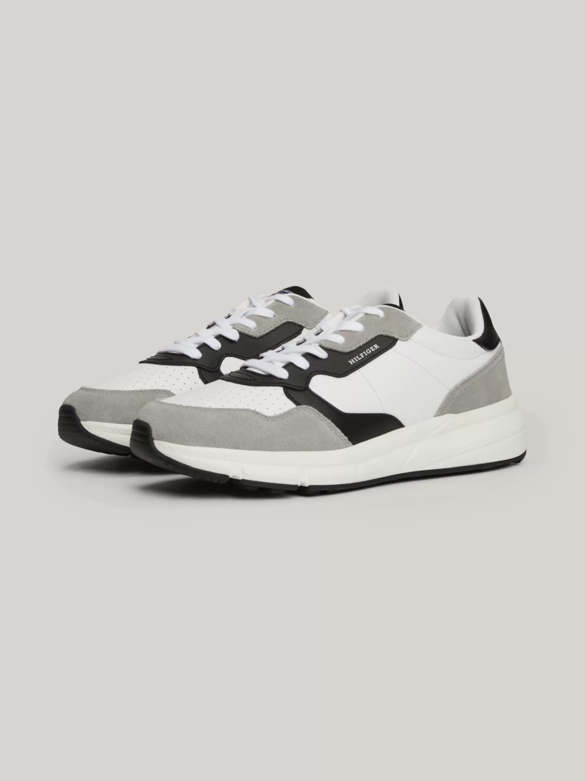 Sneakers*Tommy Hilfiger Suède Sneaker Met Gemengde Texturen WHITE
