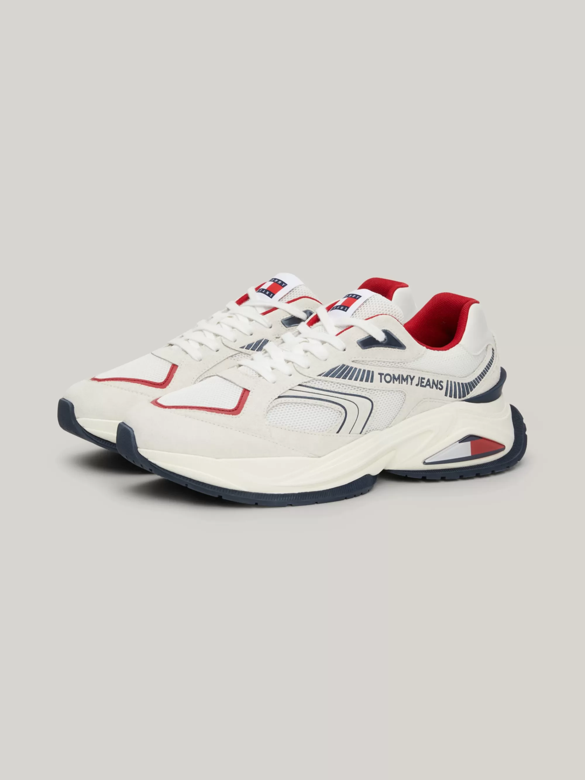 White Trainers | Sneakers*Tommy Hilfiger Suède Sneaker Met Gemengde Texturen RWB