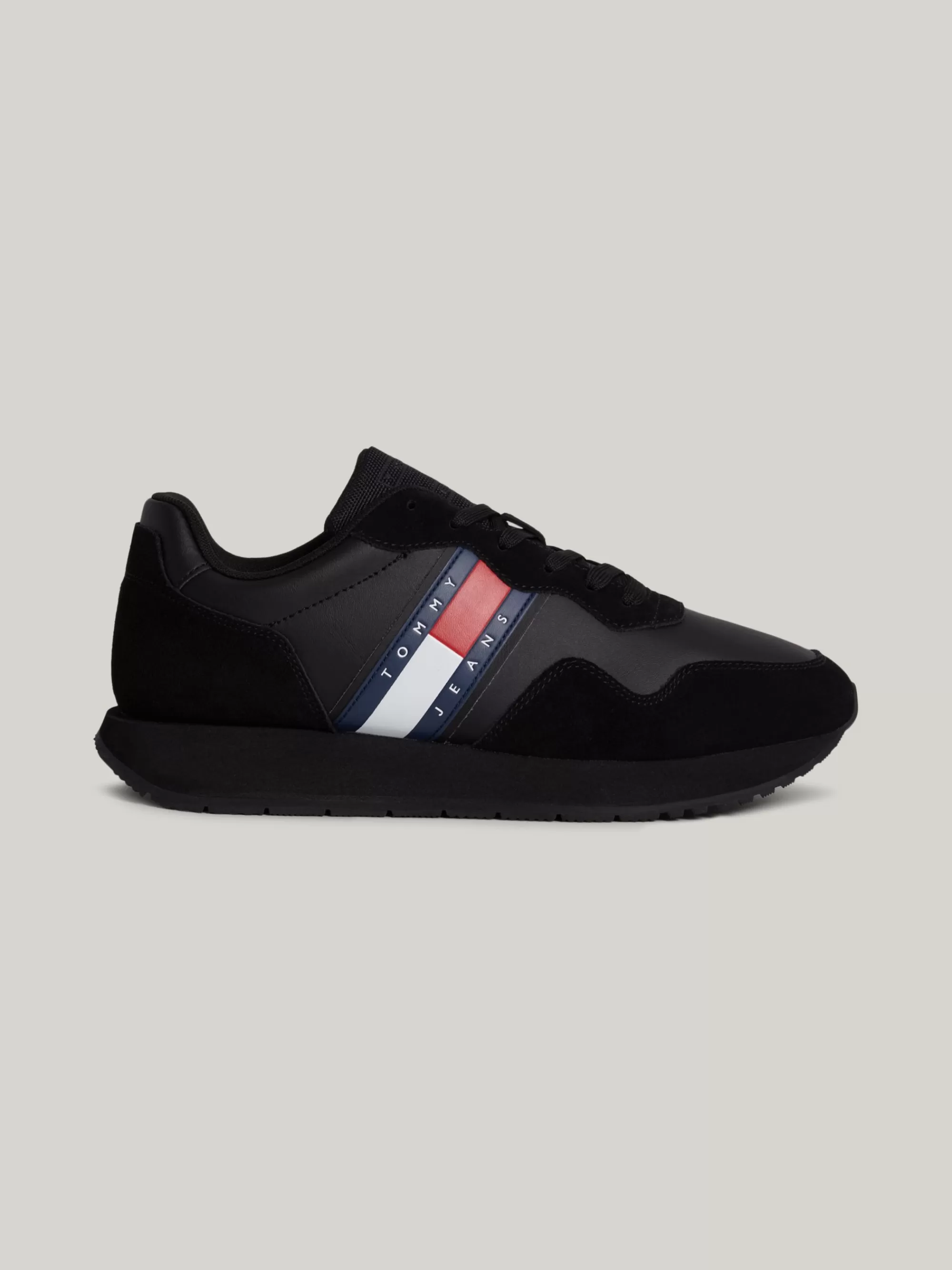 Sneakers*Tommy Hilfiger Suède Sneaker Met Gemengde Texturen En Logo BLACK