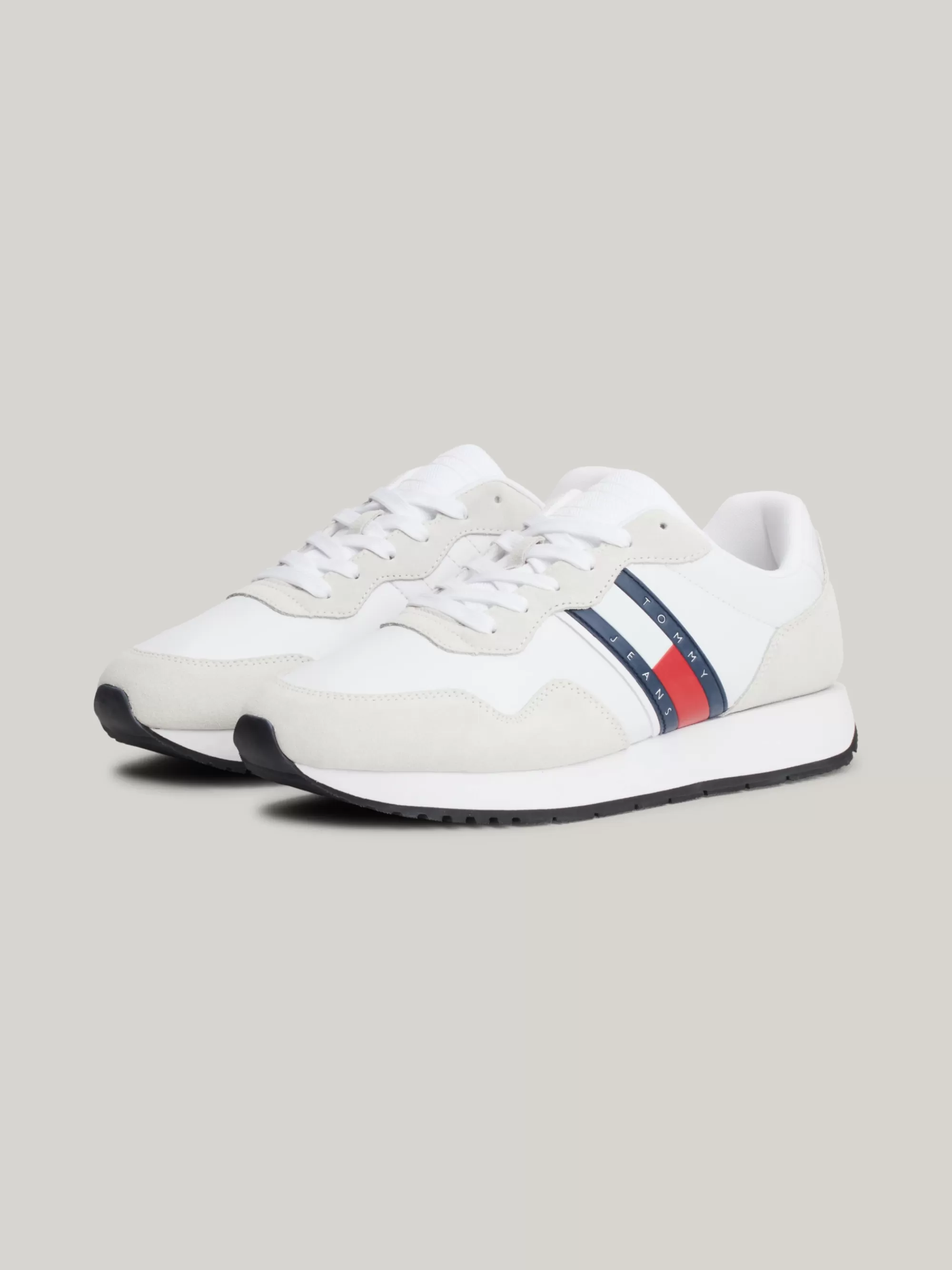 White Trainers | Sneakers*Tommy Hilfiger Suède Sneaker Met Gemengde Texturen En Logo WHITE