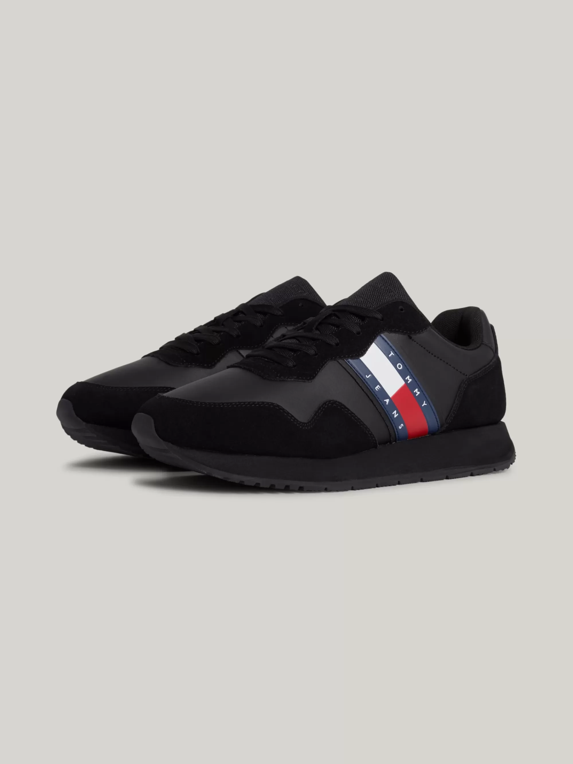 Sneakers*Tommy Hilfiger Suède Sneaker Met Gemengde Texturen En Logo BLACK