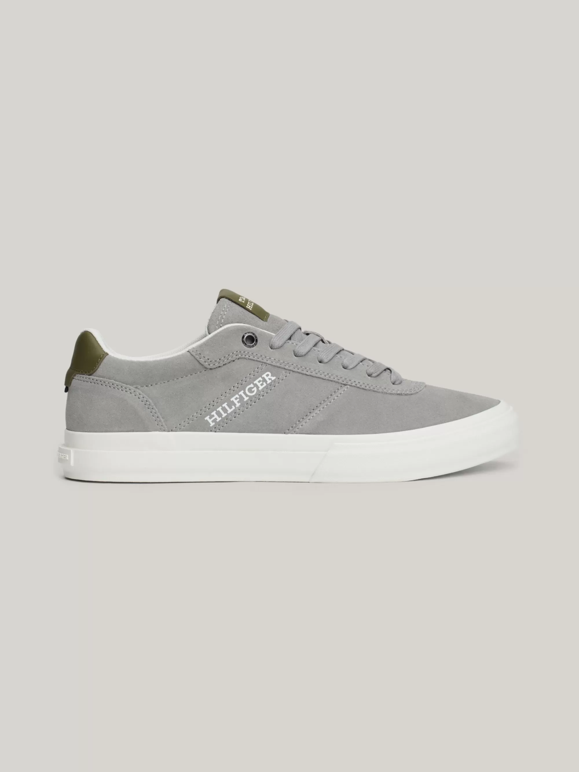 Sneakers*Tommy Hilfiger Suède Sneaker Met Logo Op De Zijkant ANTIQUE SILVER