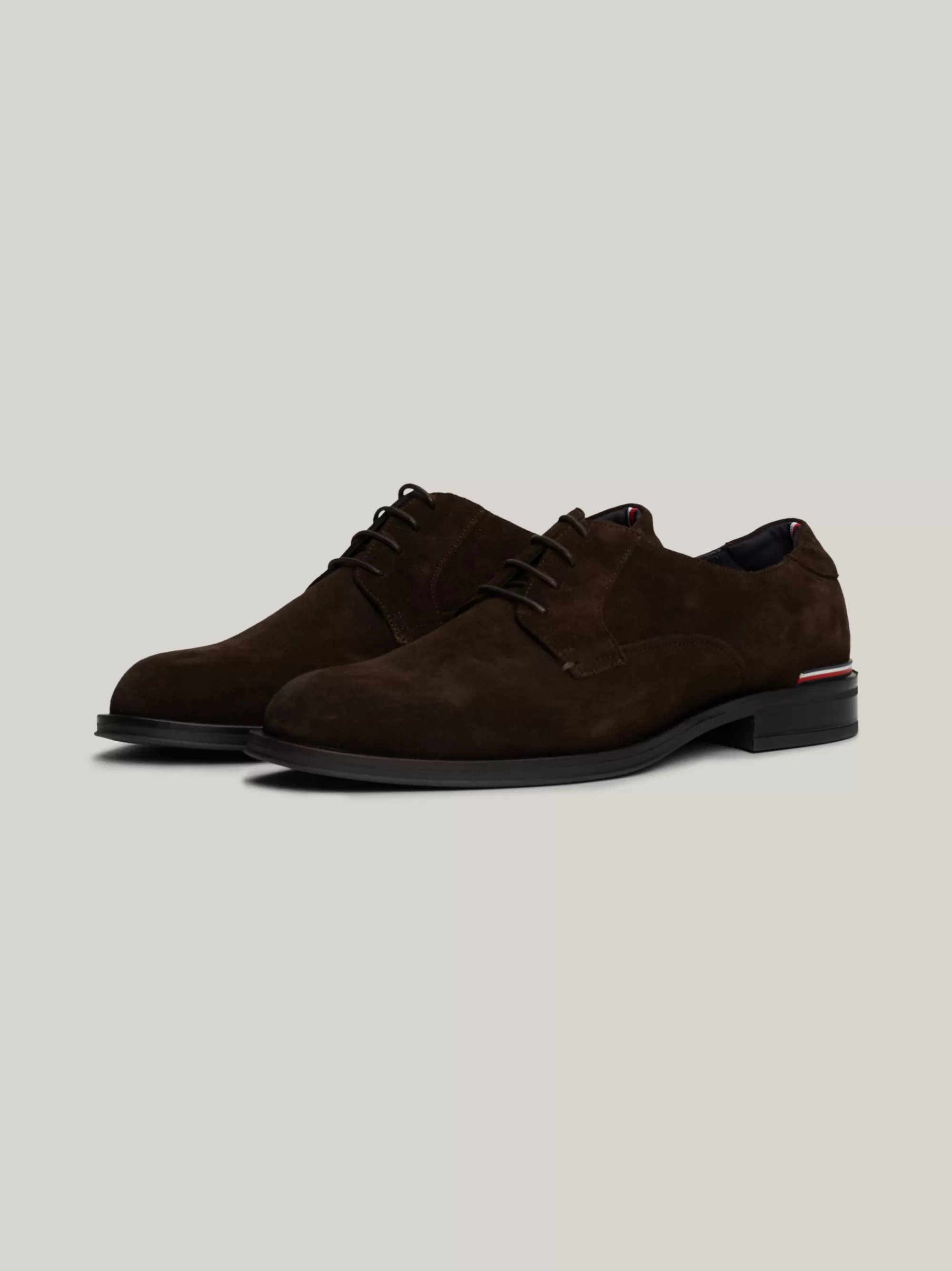 Formele Schoenen*Tommy Hilfiger Suède Veterschoen DARK COFFEE