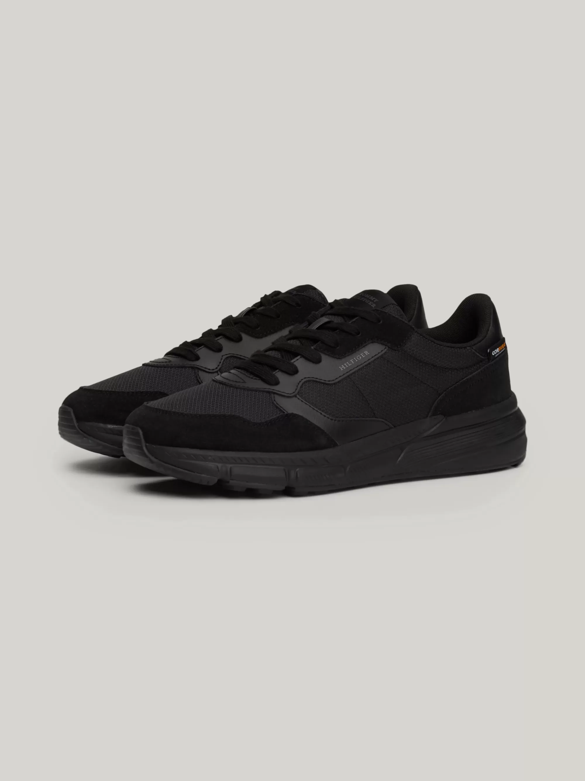 Sneakers*Tommy Hilfiger Suède Vetersneaker Met Chunky Zool BLACK