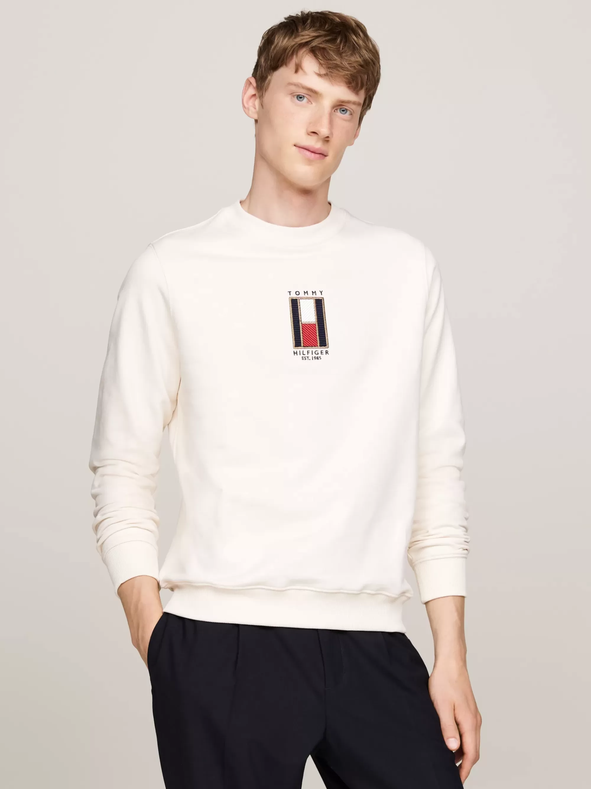 Sweatshirts & Hoodies*Tommy Hilfiger Sweatshirt Met Geborduurde Verticale Vlag IVORY PETAL