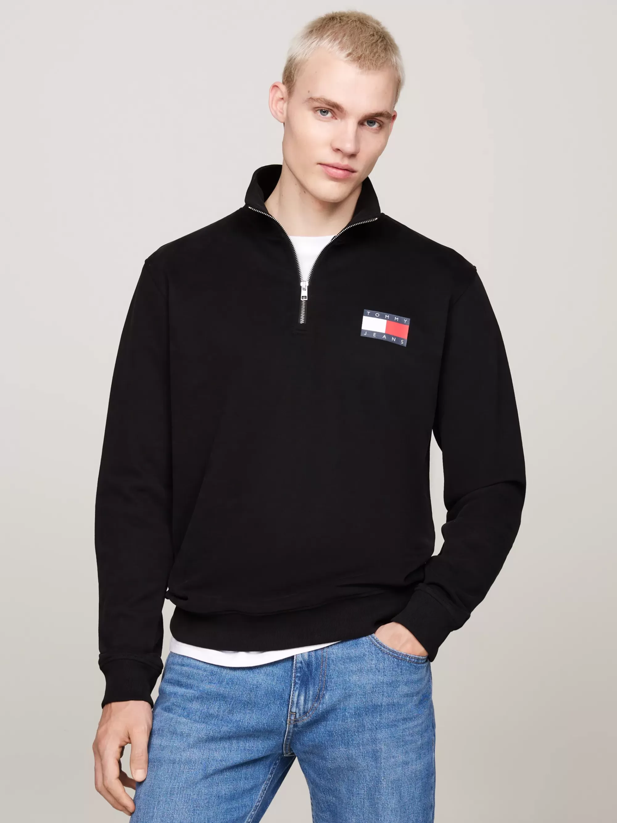 Sweatshirts & Hoodies*Tommy Hilfiger Sweatshirt Met Halve Rits En Logo BLACK