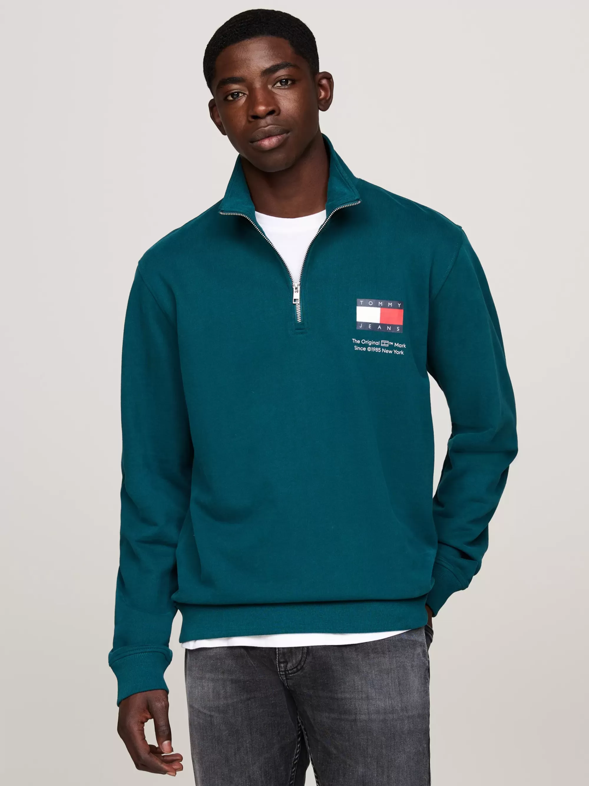 Sweatshirts & Hoodies*Tommy Hilfiger Sweatshirt Met Halve Rits En Logo DEEP SEAWATER