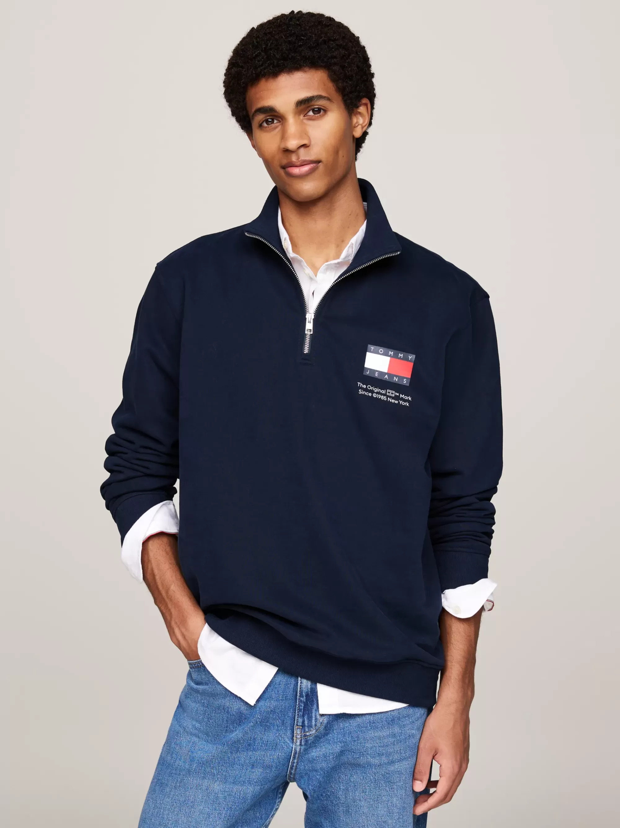 Sweatshirts & Hoodies*Tommy Hilfiger Sweatshirt Met Halve Rits En Logo DARK NIGHT NAVY