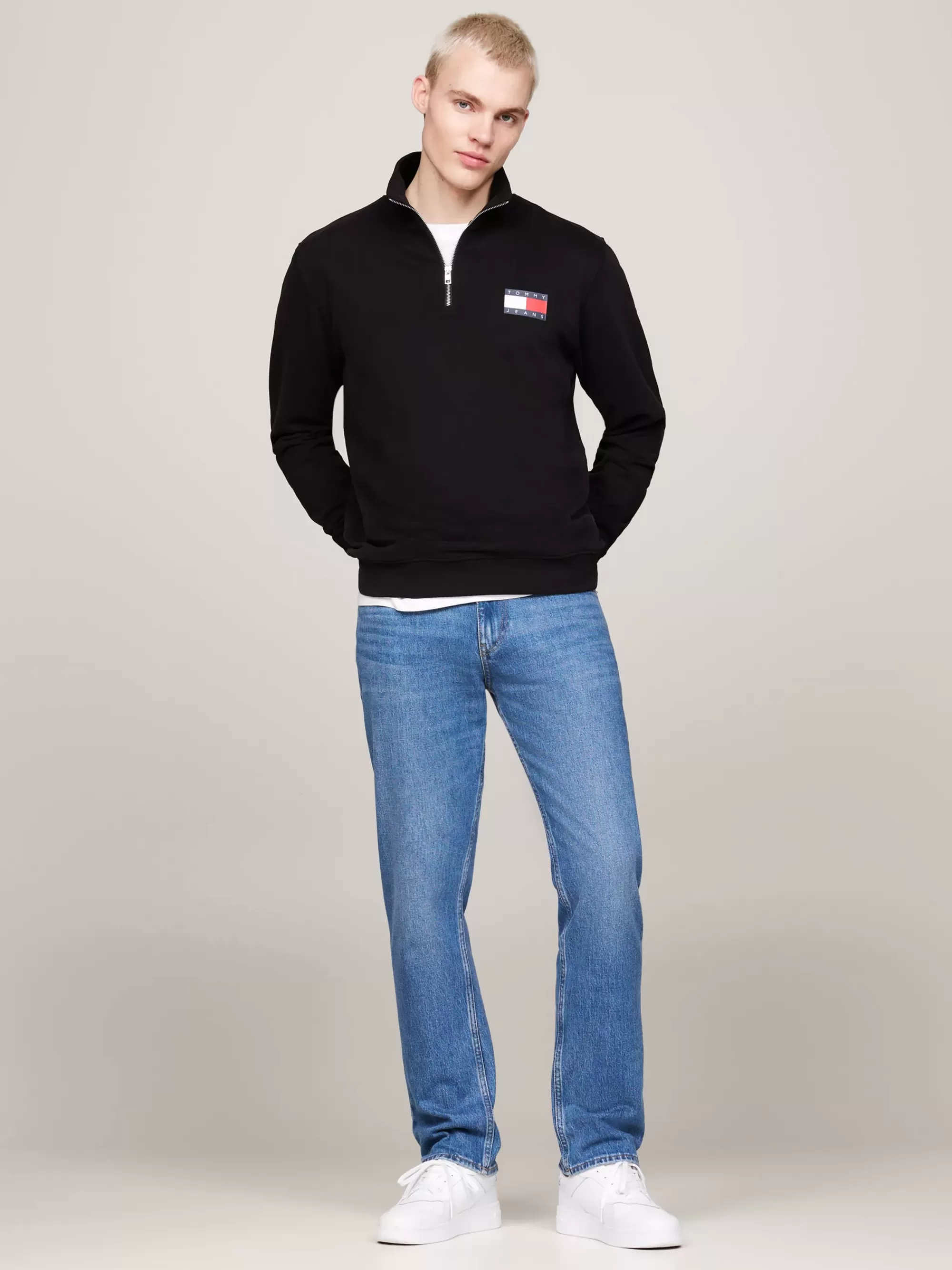 Sweatshirts & Hoodies*Tommy Hilfiger Sweatshirt Met Halve Rits En Logo BLACK