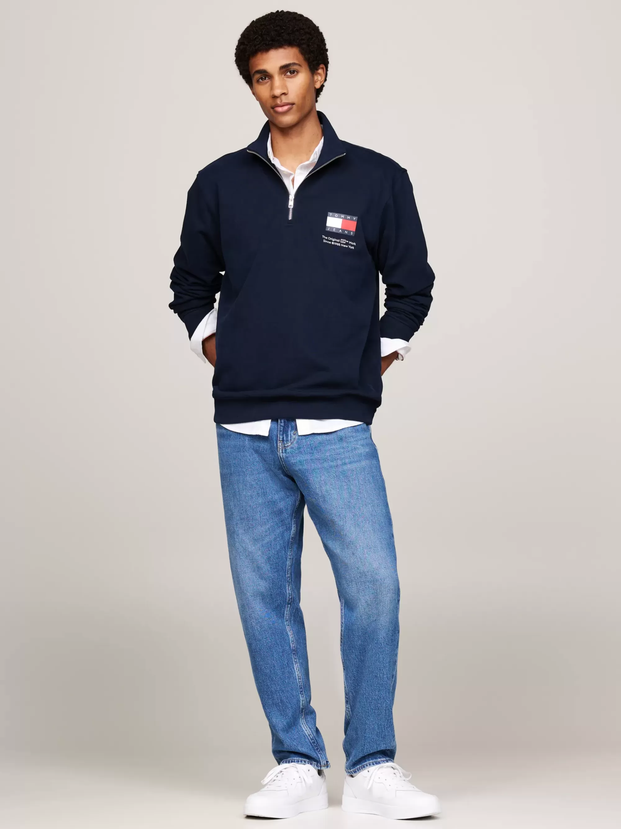 Sweatshirts & Hoodies*Tommy Hilfiger Sweatshirt Met Halve Rits En Logo DARK NIGHT NAVY