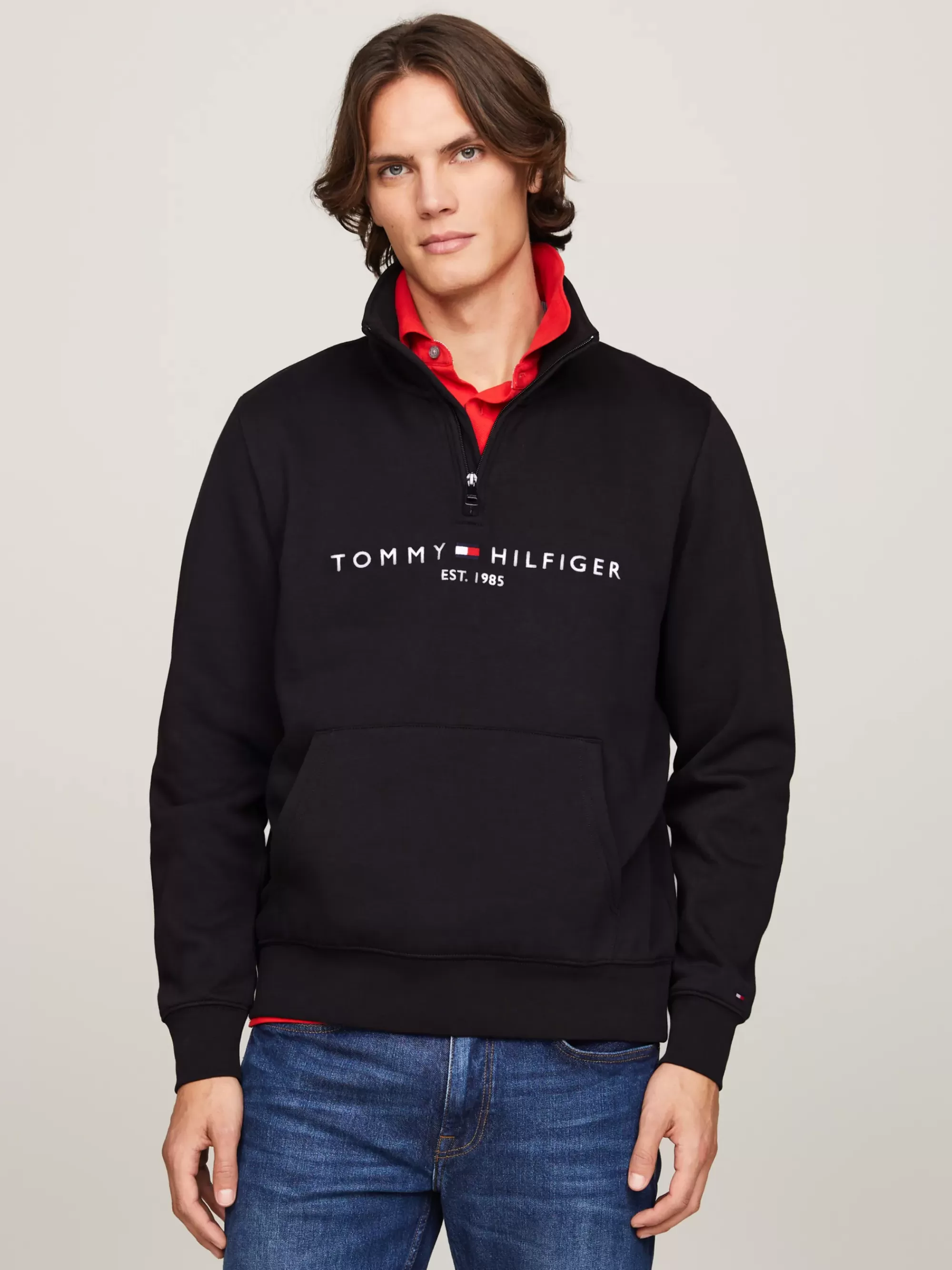Sweatshirts & Hoodies*Tommy Hilfiger Sweatshirt Met Opstaande Hals En 1/4 Rits BLACK