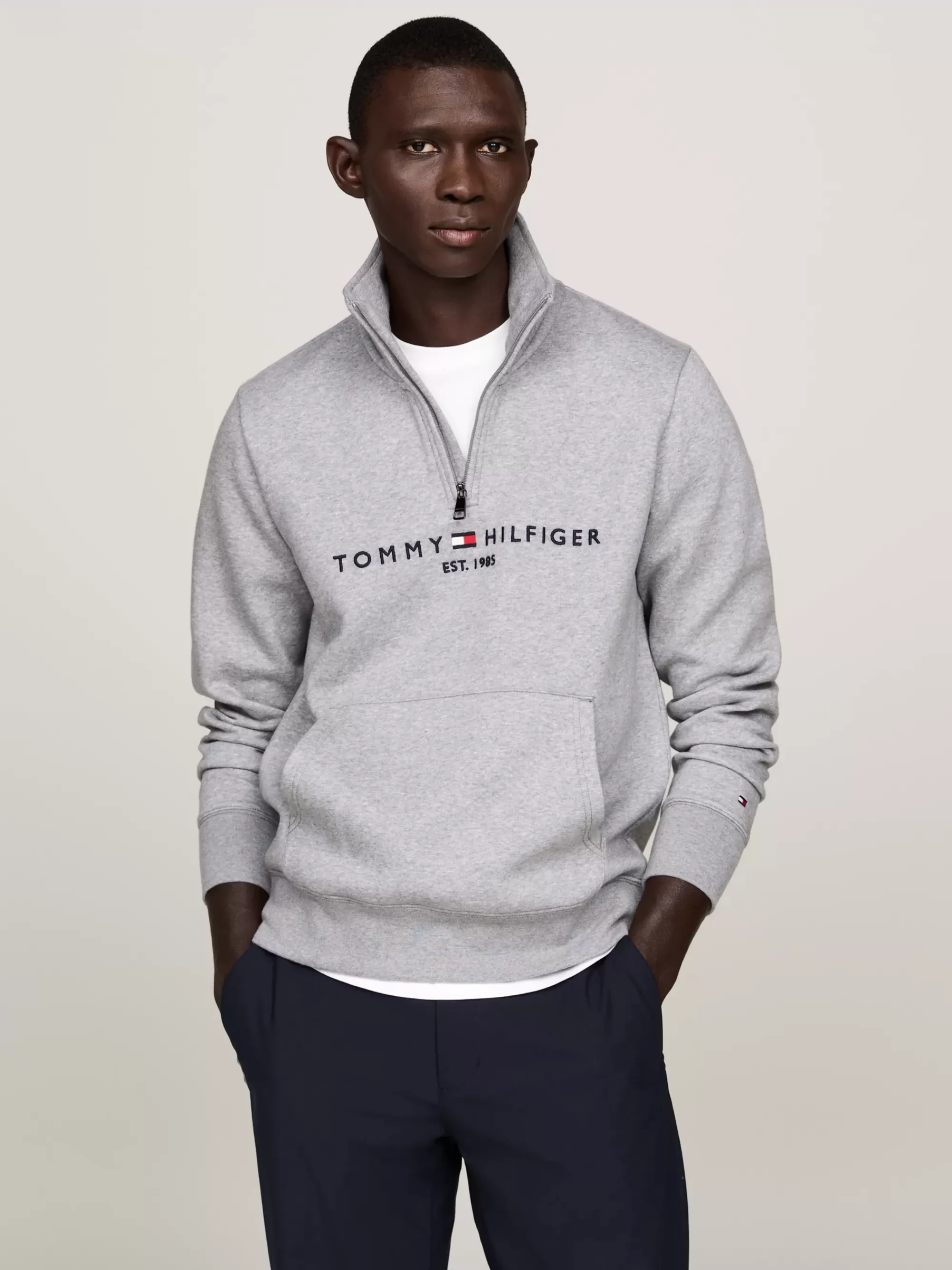 Sweatshirts & Hoodies*Tommy Hilfiger Sweatshirt Met Opstaande Hals En 1/4 Rits MEDIUM GREY HEATHER