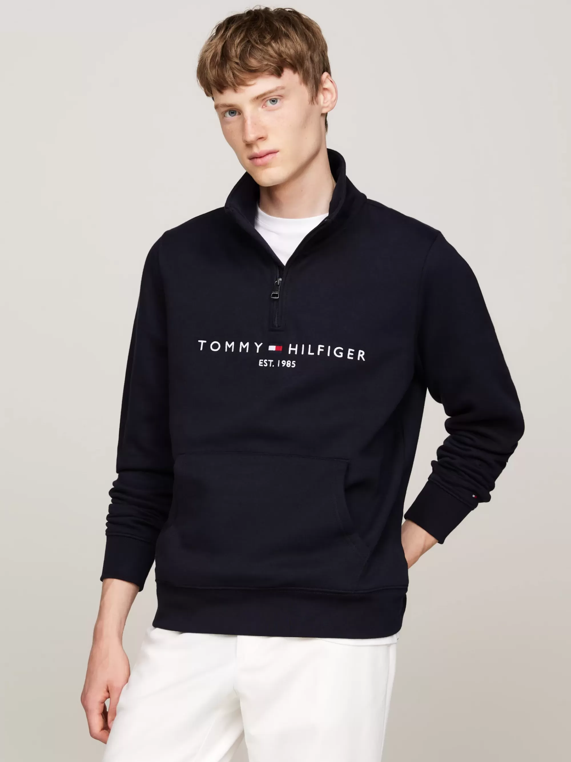 Sweatshirts & Hoodies | Trainingspak*Tommy Hilfiger Sweatshirt Met Opstaande Hals En 1/4 Rits DESERT SKY