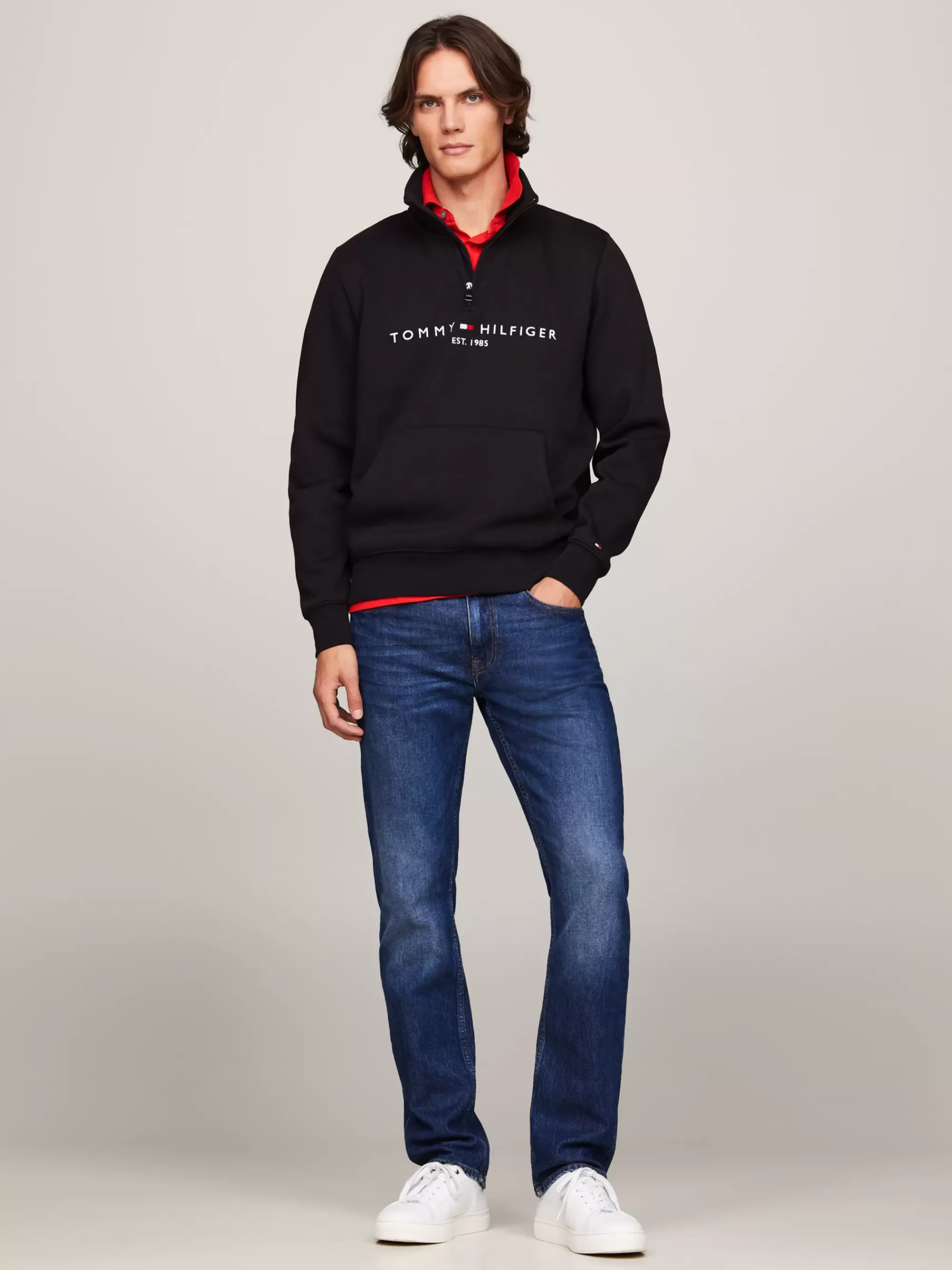 Sweatshirts & Hoodies*Tommy Hilfiger Sweatshirt Met Opstaande Hals En 1/4 Rits BLACK