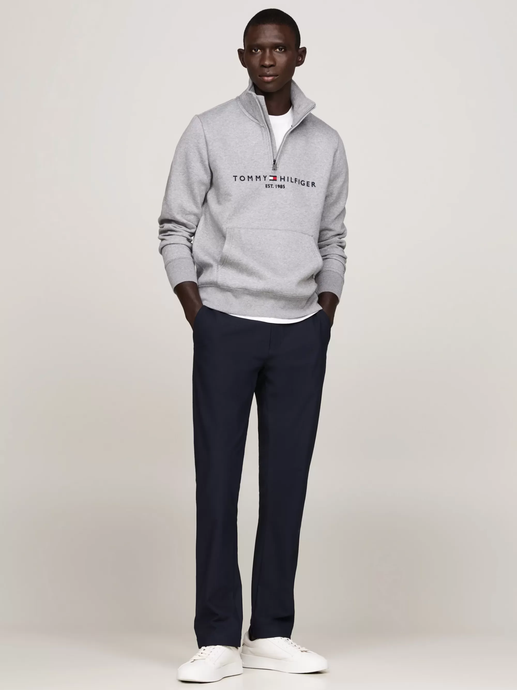 Sweatshirts & Hoodies*Tommy Hilfiger Sweatshirt Met Opstaande Hals En 1/4 Rits MEDIUM GREY HEATHER