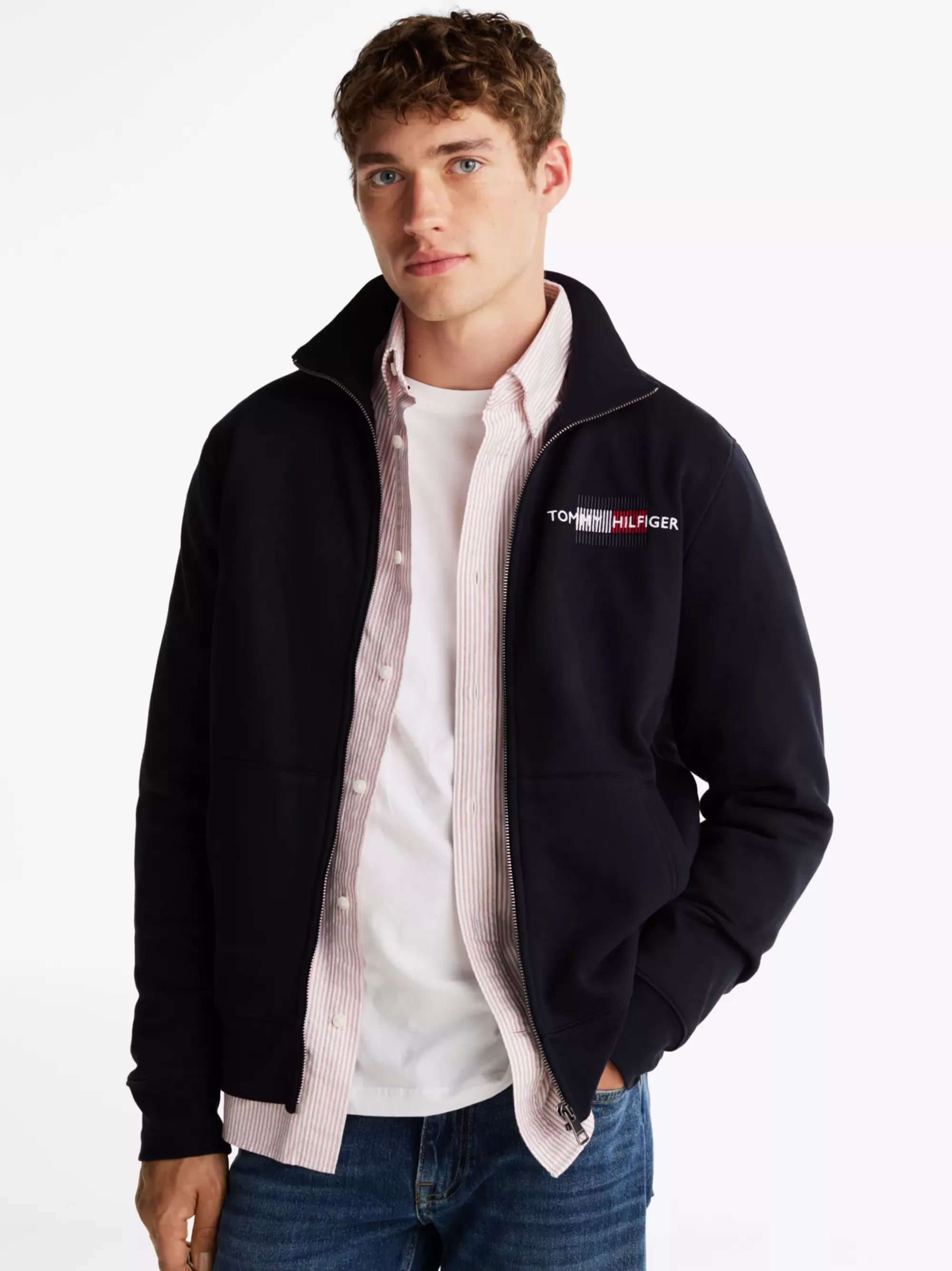 Sweatshirts & Hoodies*Tommy Hilfiger Sweatshirt Met Rits En Geborduurde Vlag DESERT SKY