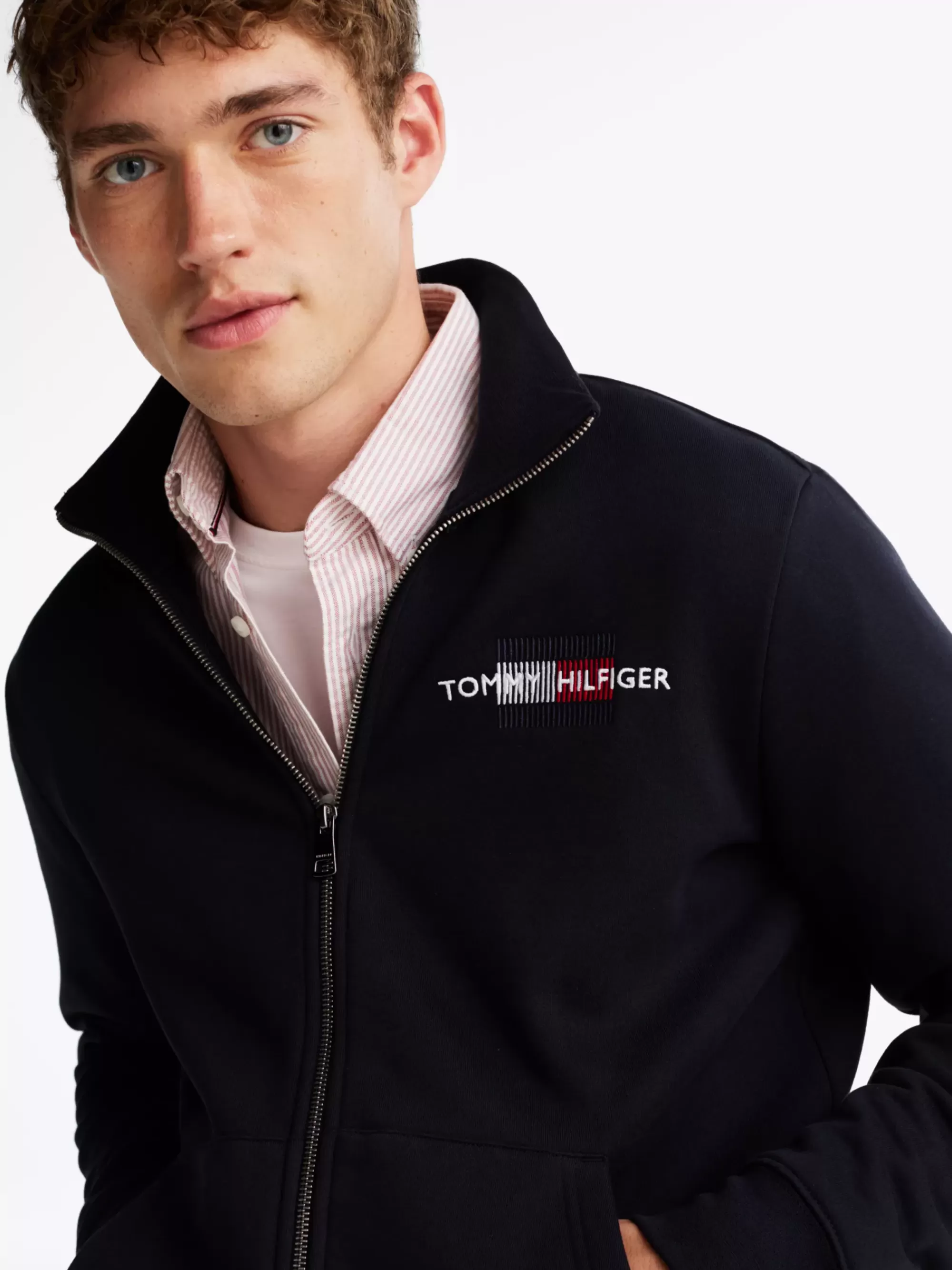 Sweatshirts & Hoodies*Tommy Hilfiger Sweatshirt Met Rits En Geborduurde Vlag DESERT SKY