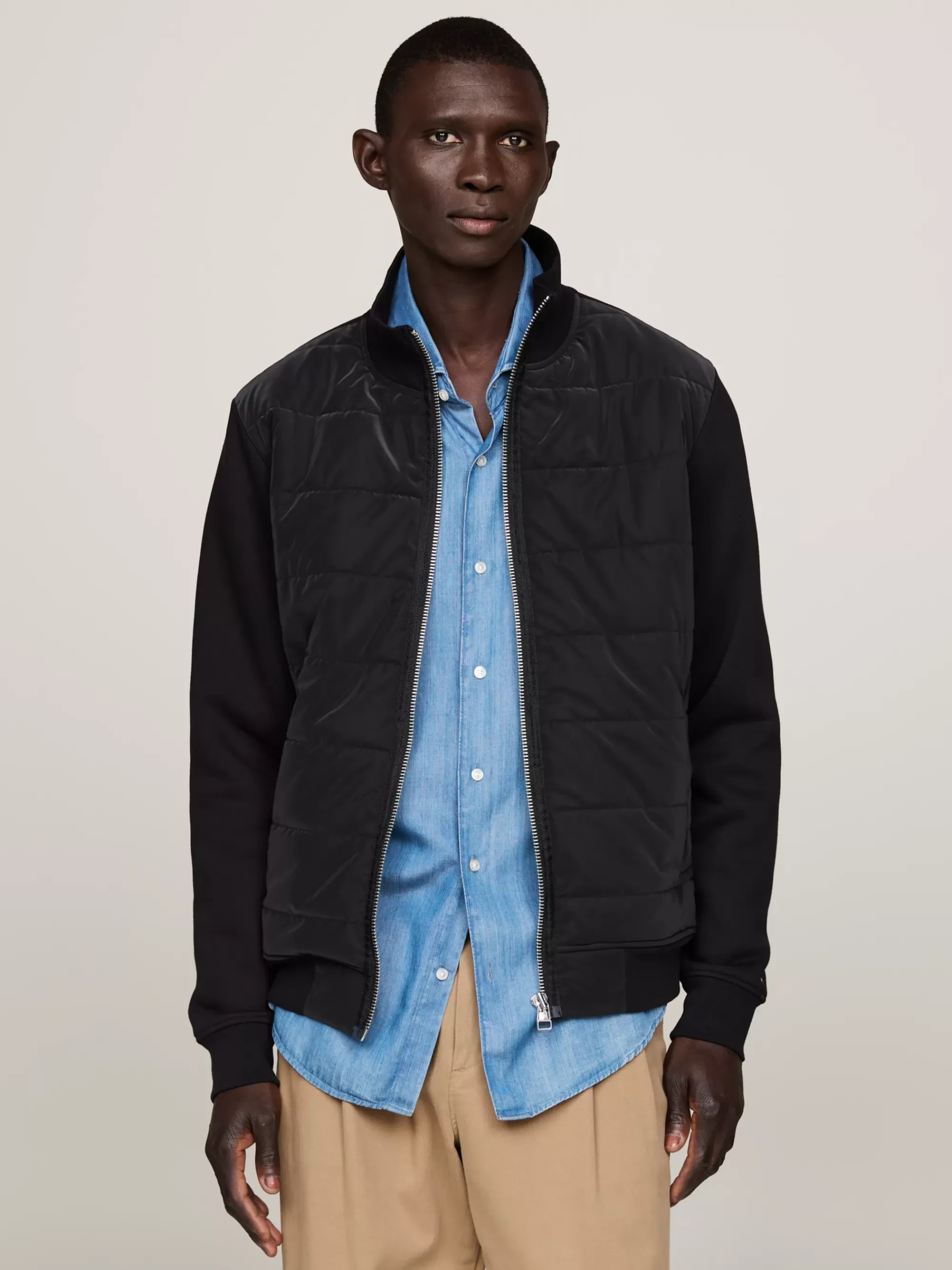 Sweatshirts & Hoodies*Tommy Hilfiger Sweatshirt Met Rits En Gemengde Texturen BLACK