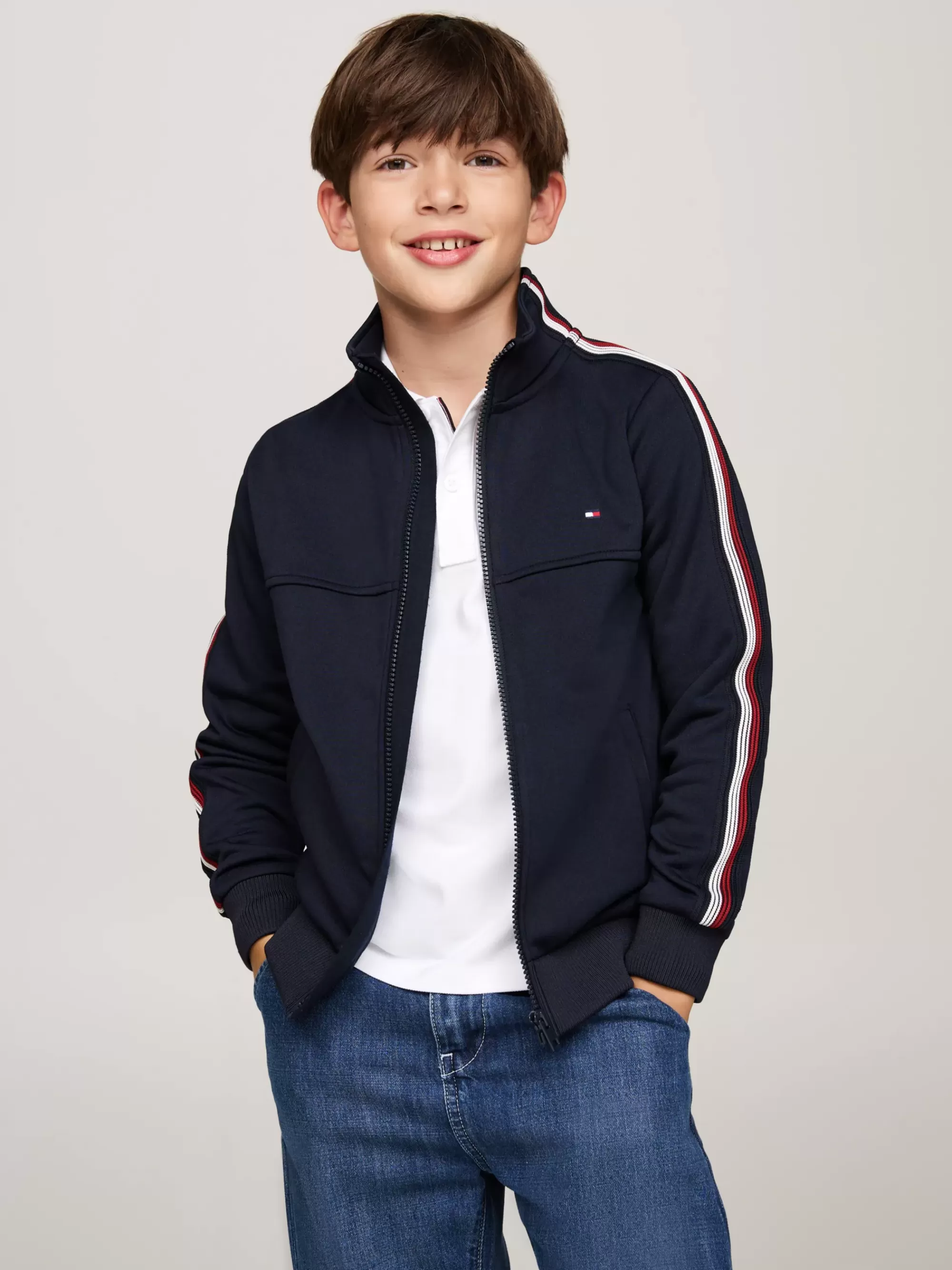 Sweatshirts & Hoodies*Tommy Hilfiger Sweatshirt Met Rits En Signature-streep DESERT SKY