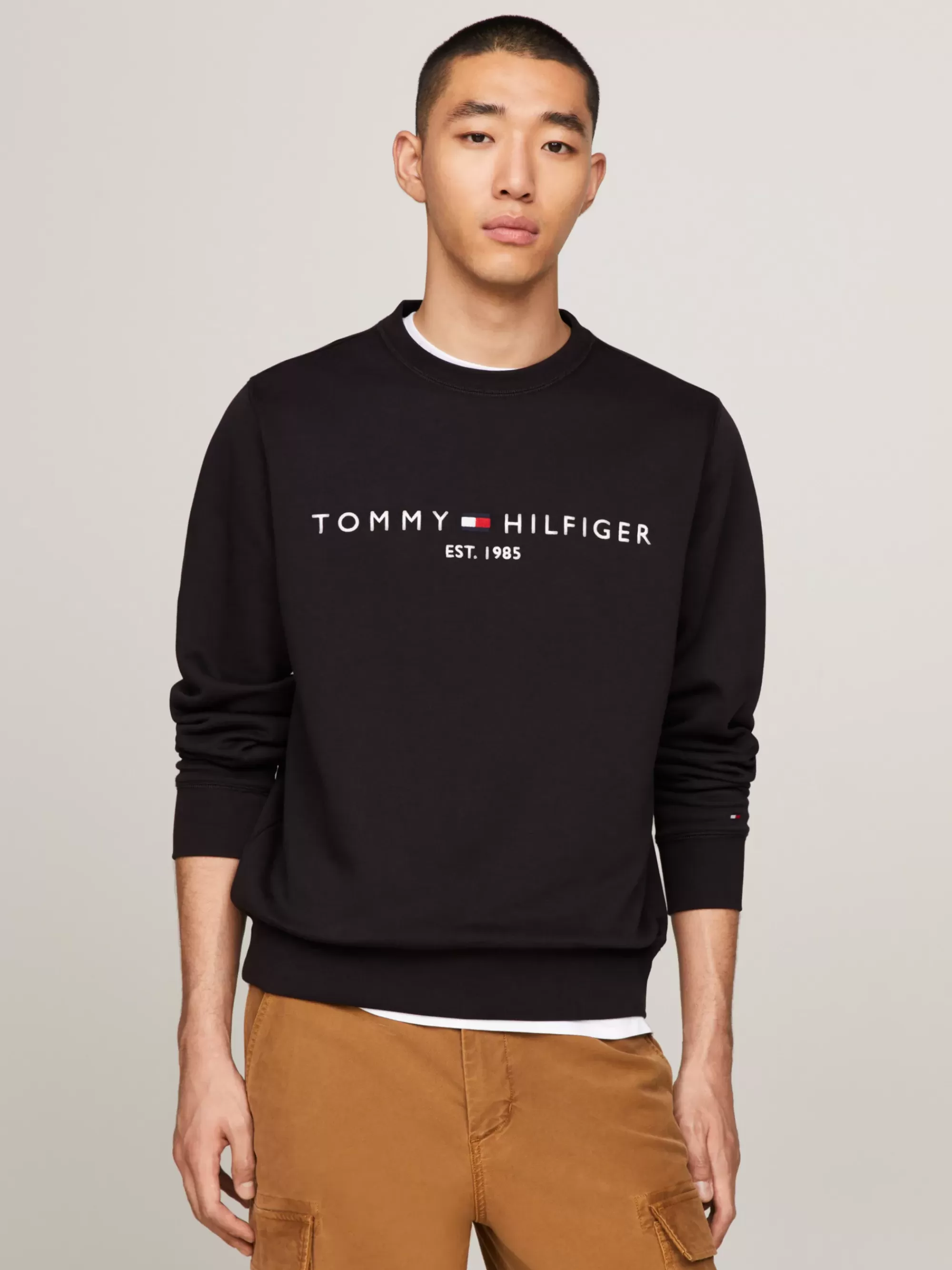 Trainingspak | Sweatshirts & Hoodies*Tommy Hilfiger Sweatshirt Met Ronde Hals En Geborduurd Logo BLACK