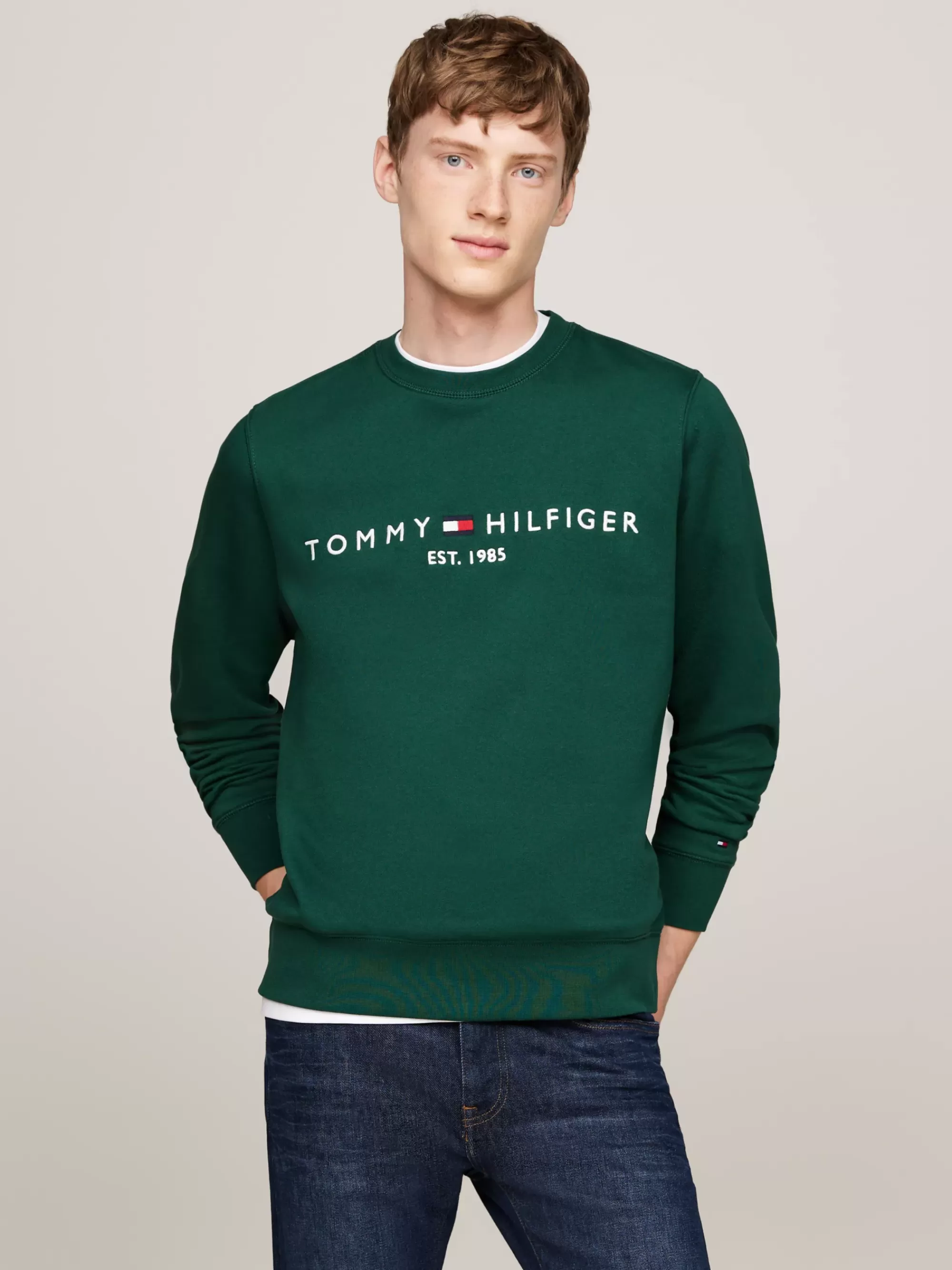 Sweatshirts & Hoodies*Tommy Hilfiger Sweatshirt Met Ronde Hals En Geborduurd Logo ORNAMENTAL GREEN