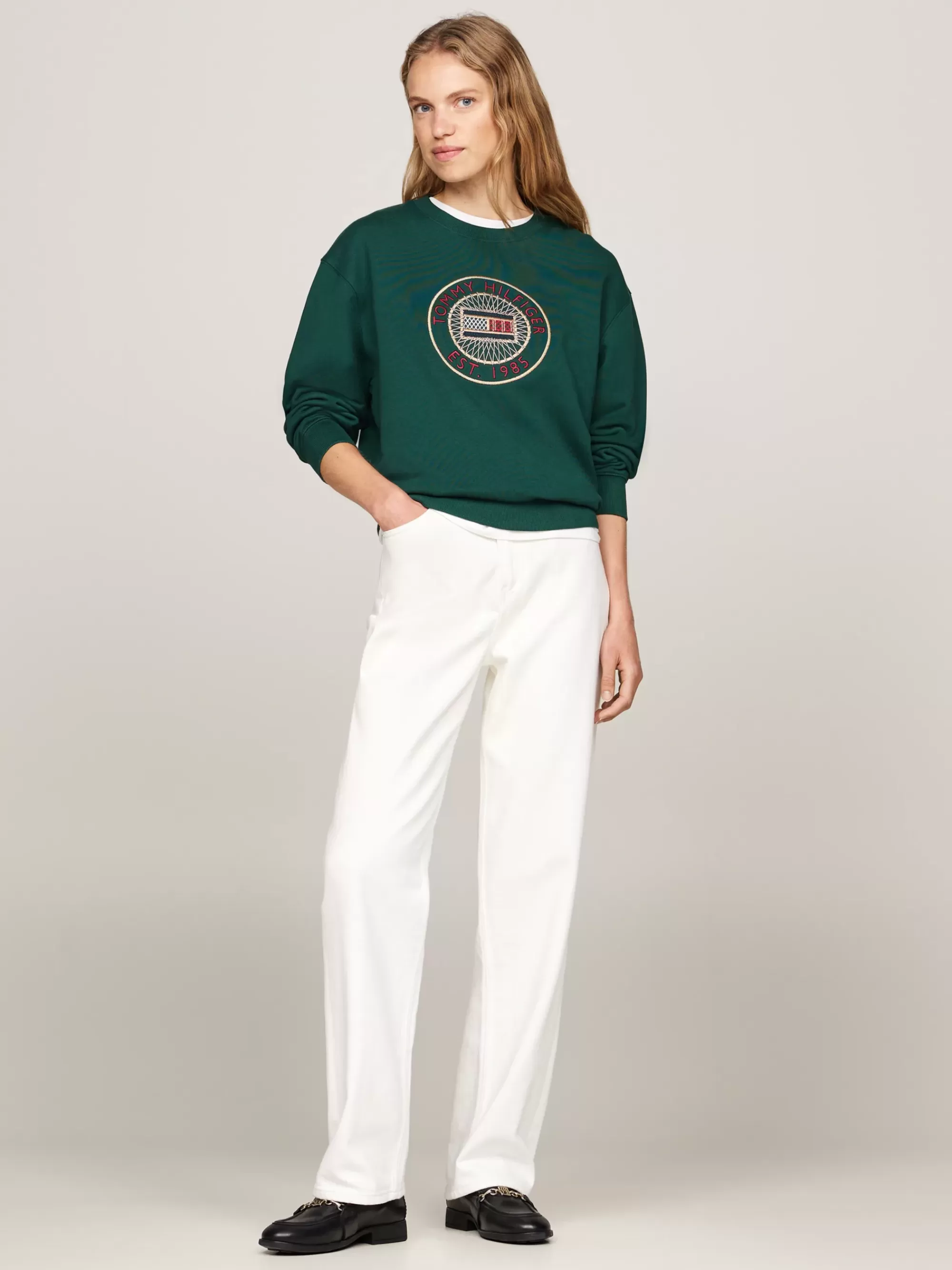 Sweatshirts & Hoodies*Tommy Hilfiger Sweatshirt Met Ronde Hals En Geborduurd Logo ORNAMENTAL GREEN