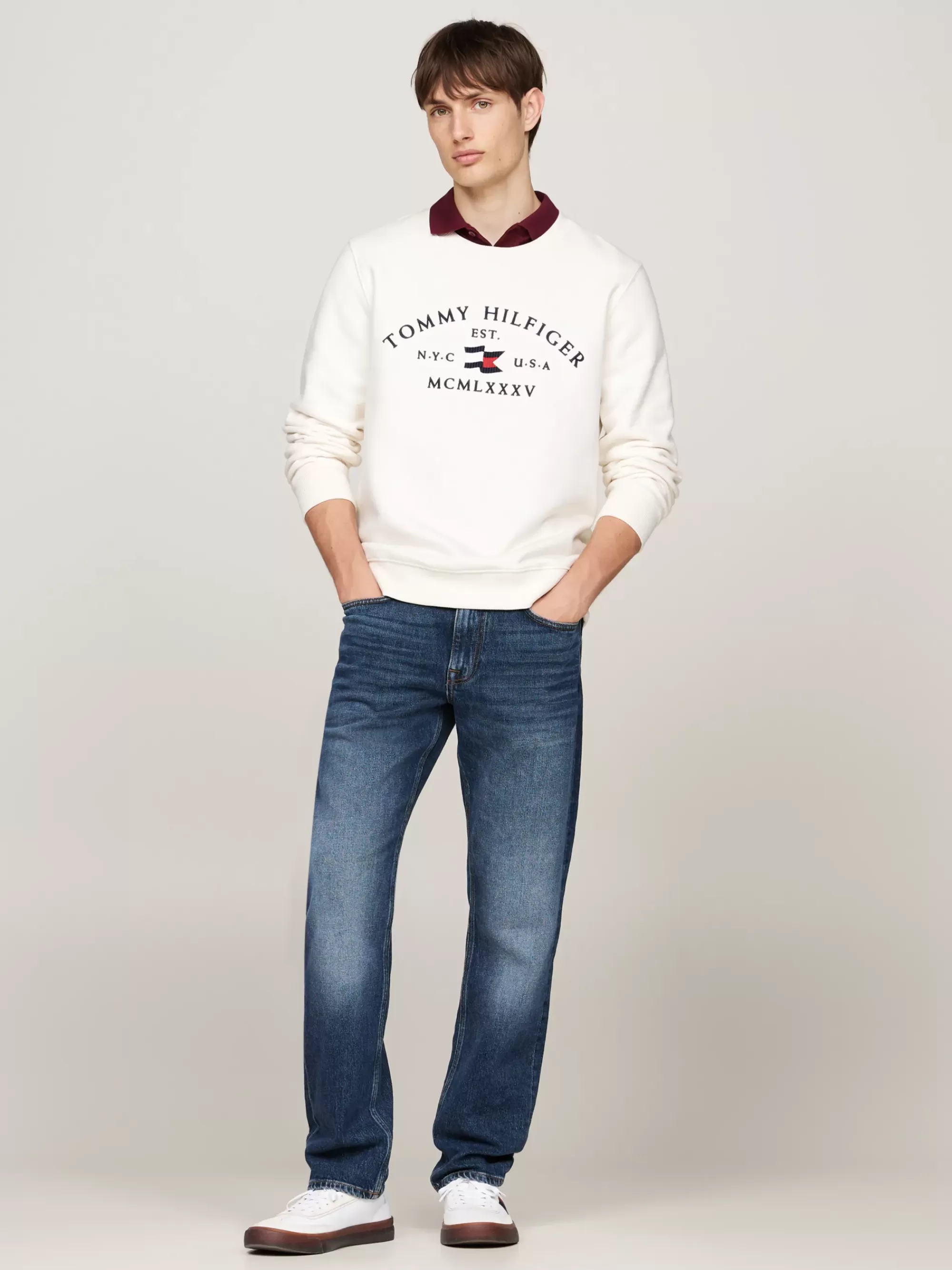 Sweatshirts & Hoodies*Tommy Hilfiger Sweatshirt Met Ronde Hals En Geborduurd Logo IVORY PETAL
