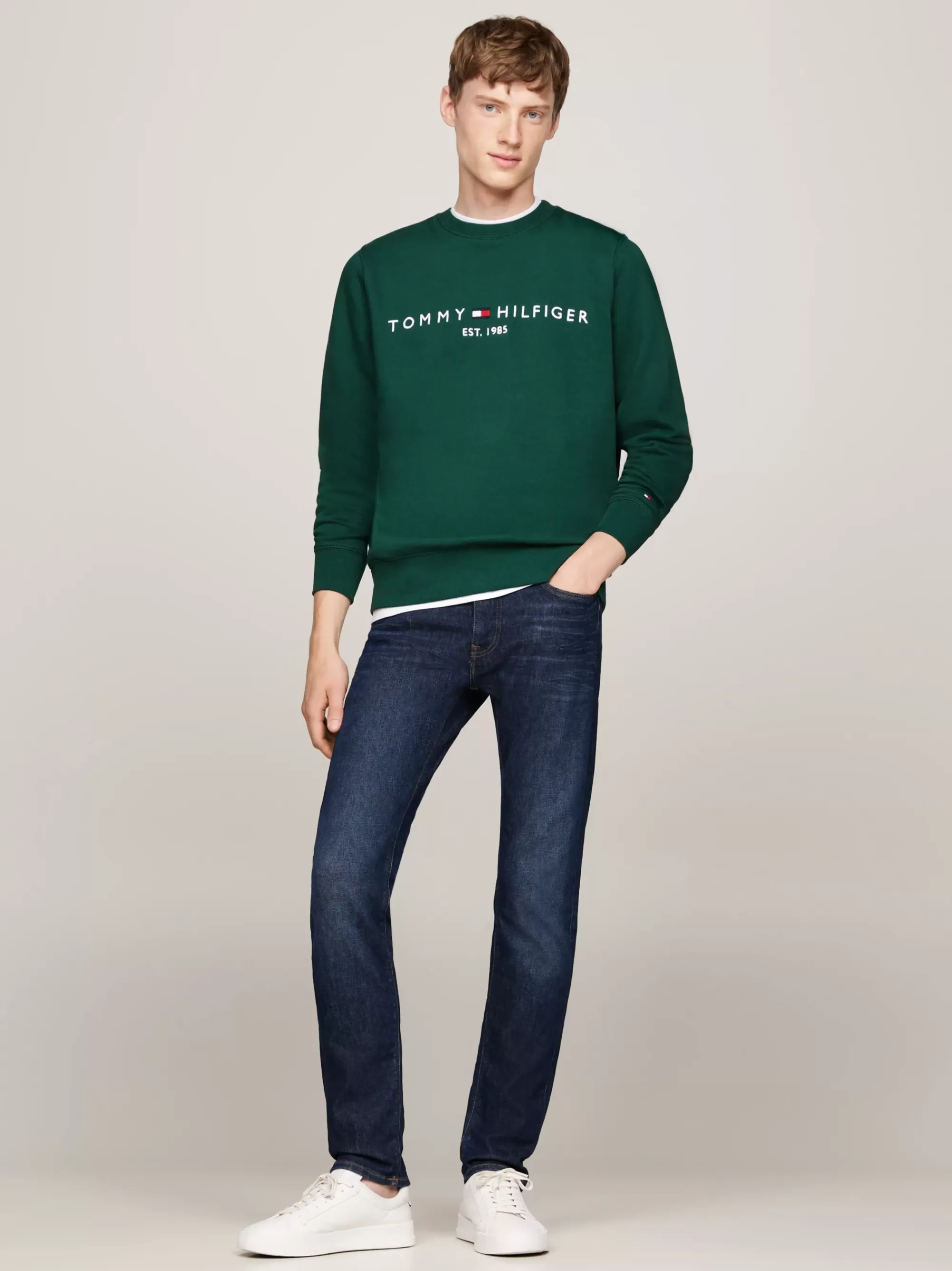 Sweatshirts & Hoodies*Tommy Hilfiger Sweatshirt Met Ronde Hals En Geborduurd Logo ORNAMENTAL GREEN