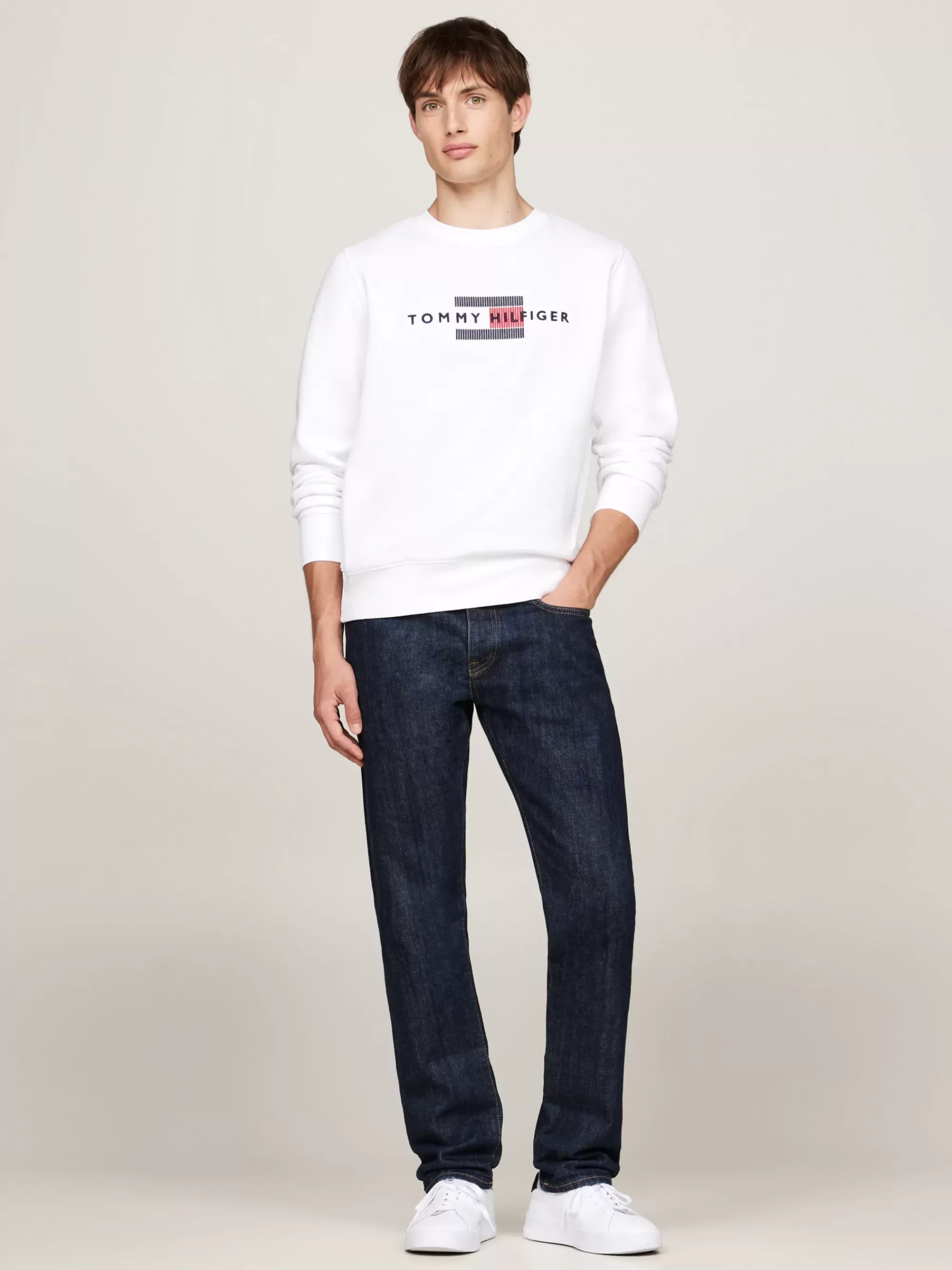Sweatshirts & Hoodies*Tommy Hilfiger Sweatshirt Met Ronde Hals En Geborduurd Logo WHITE