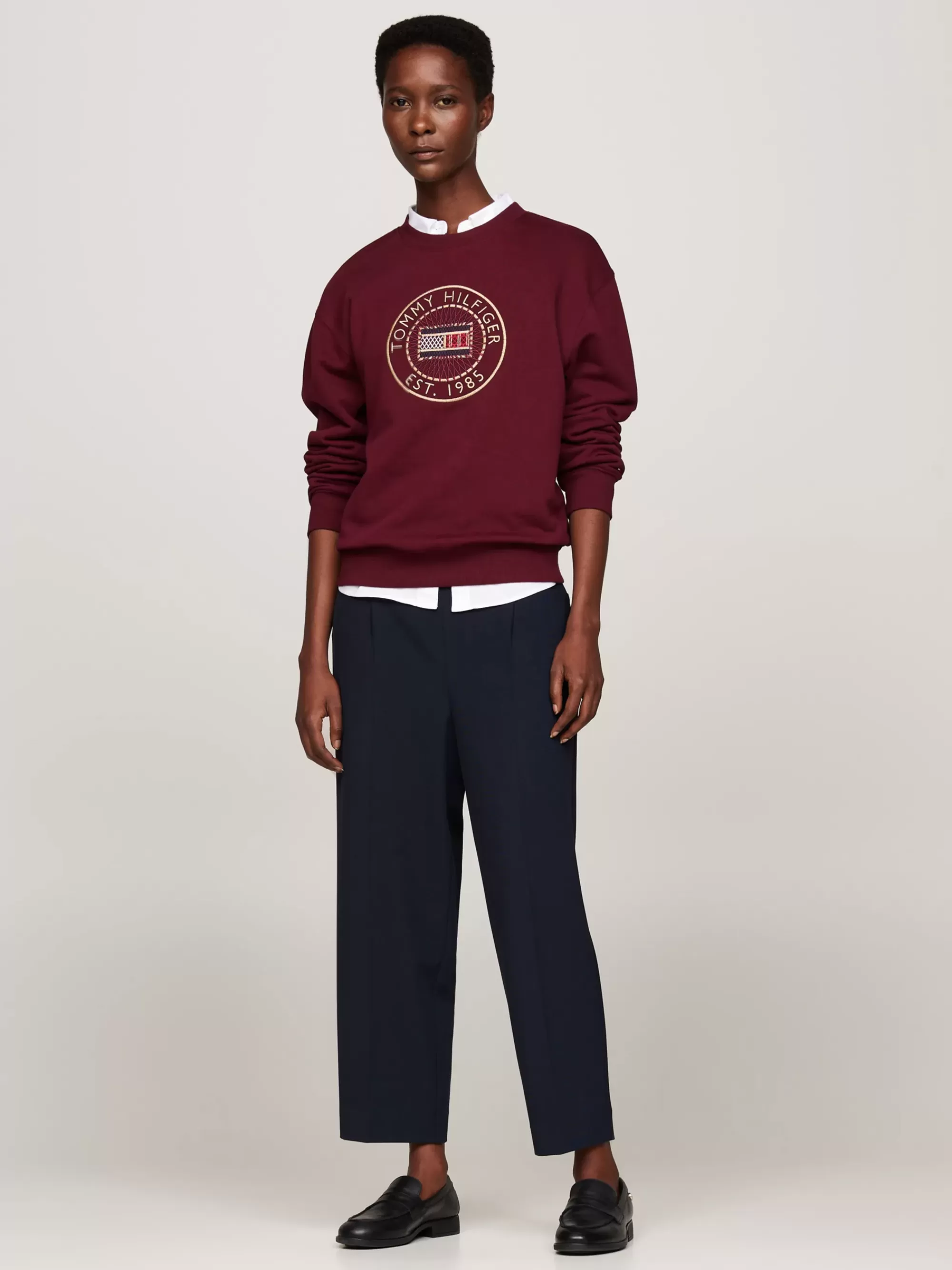 Sweatshirts & Hoodies*Tommy Hilfiger Sweatshirt Met Ronde Hals En Geborduurd Logo DEEP ROUGE