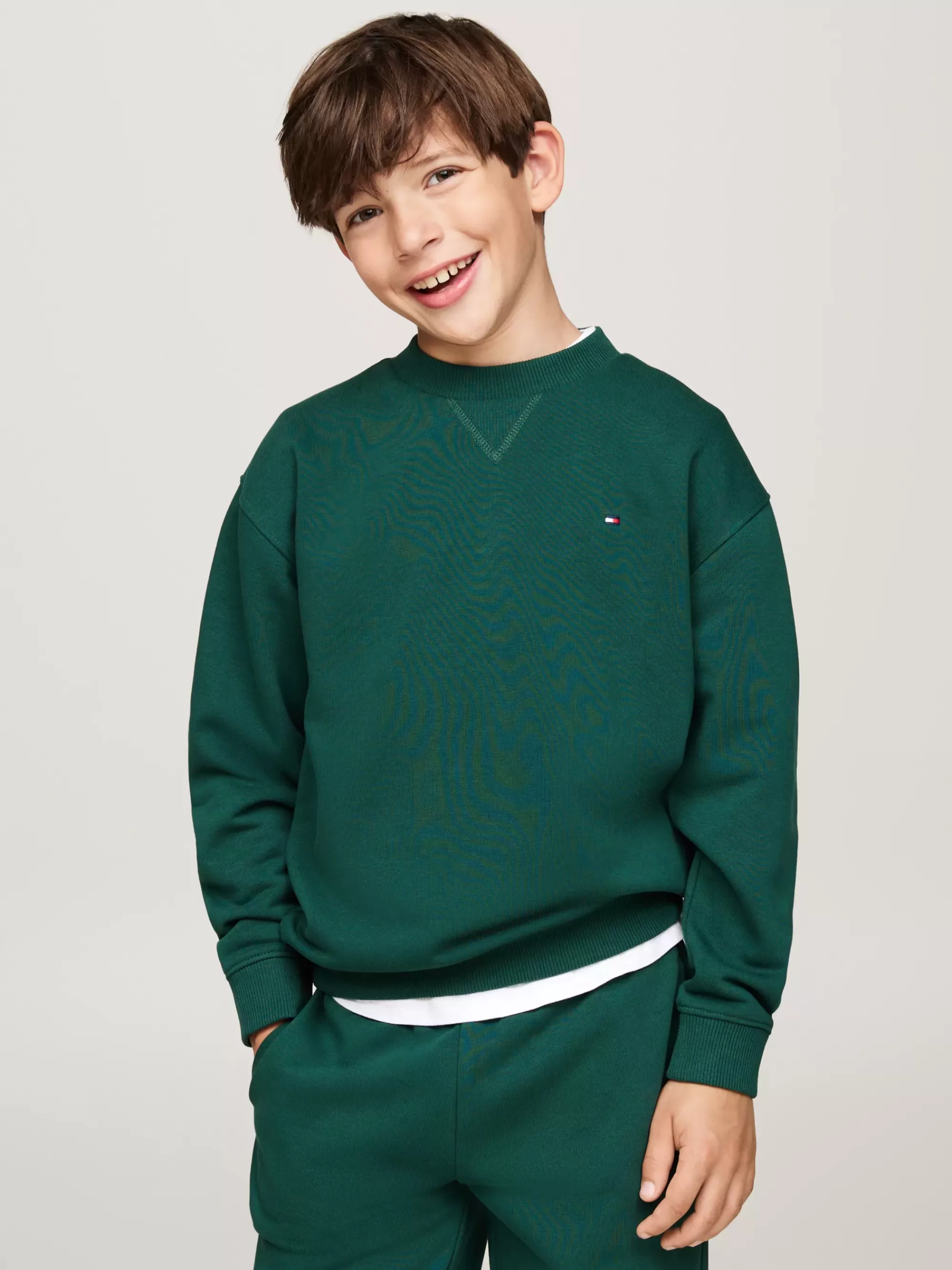 Sweatshirts & Hoodies | Sweatshirts & Hoodies*Tommy Hilfiger Sweatshirt Met Ronde Hals En Geborduurde Vlag ORNAMENTAL GREEN