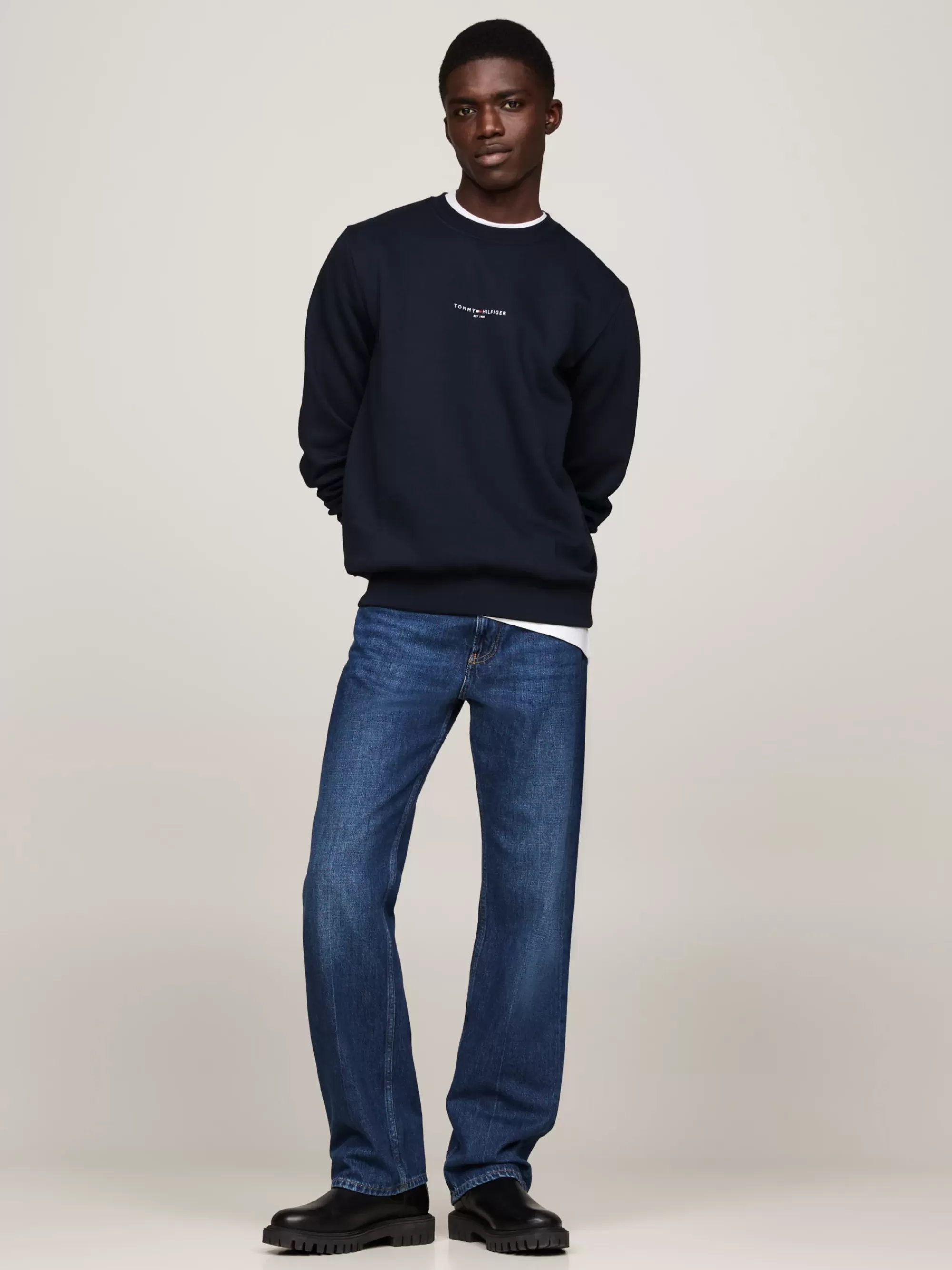 Sweatshirts & Hoodies*Tommy Hilfiger Sweatshirt Met Ronde Hals En Gekleurde Rand DESERT SKY