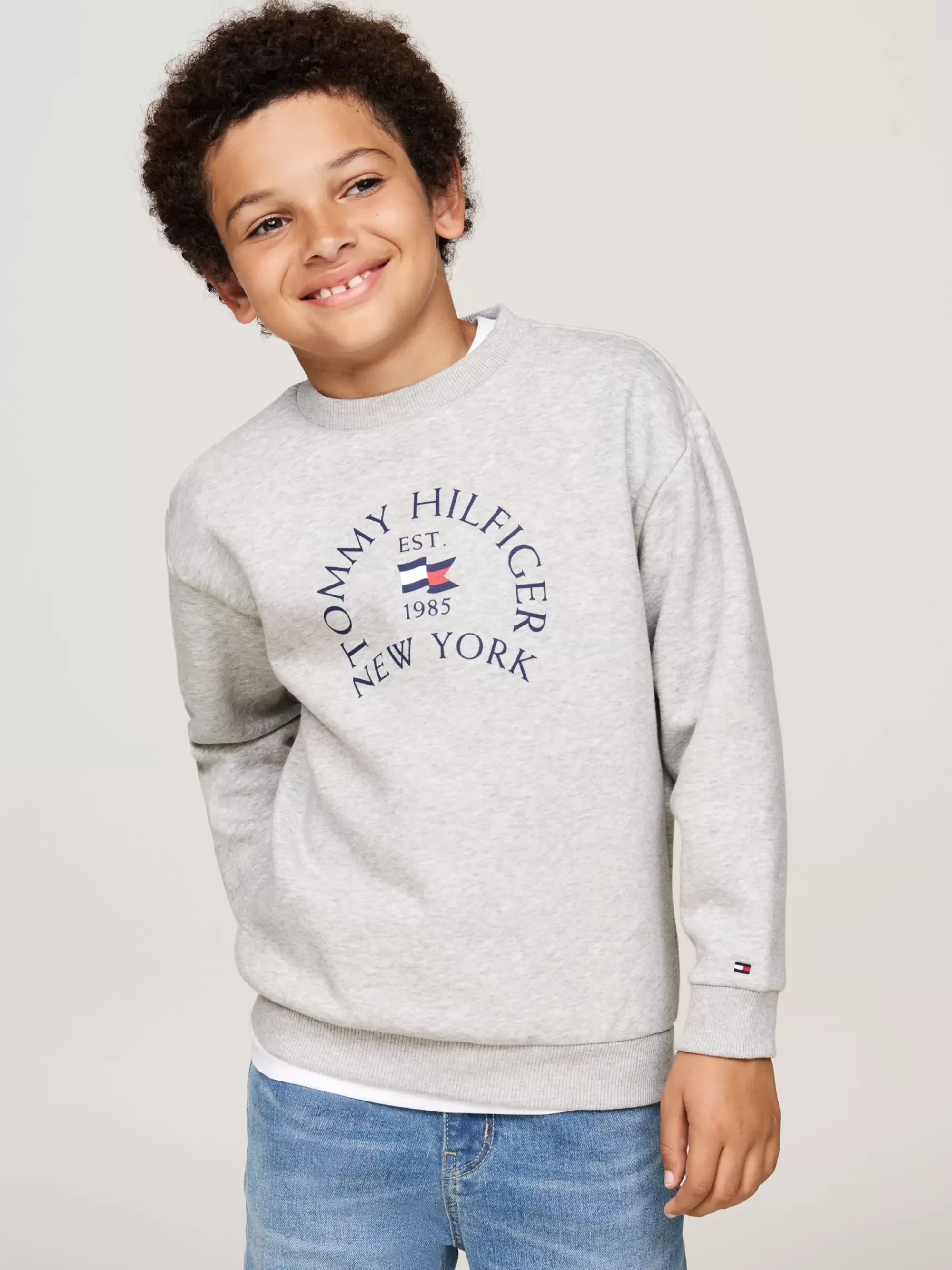 Sweatshirts & Hoodies*Tommy Hilfiger Sweatshirt Met Ronde Hals En Logo LIGHT GREY HEATHER