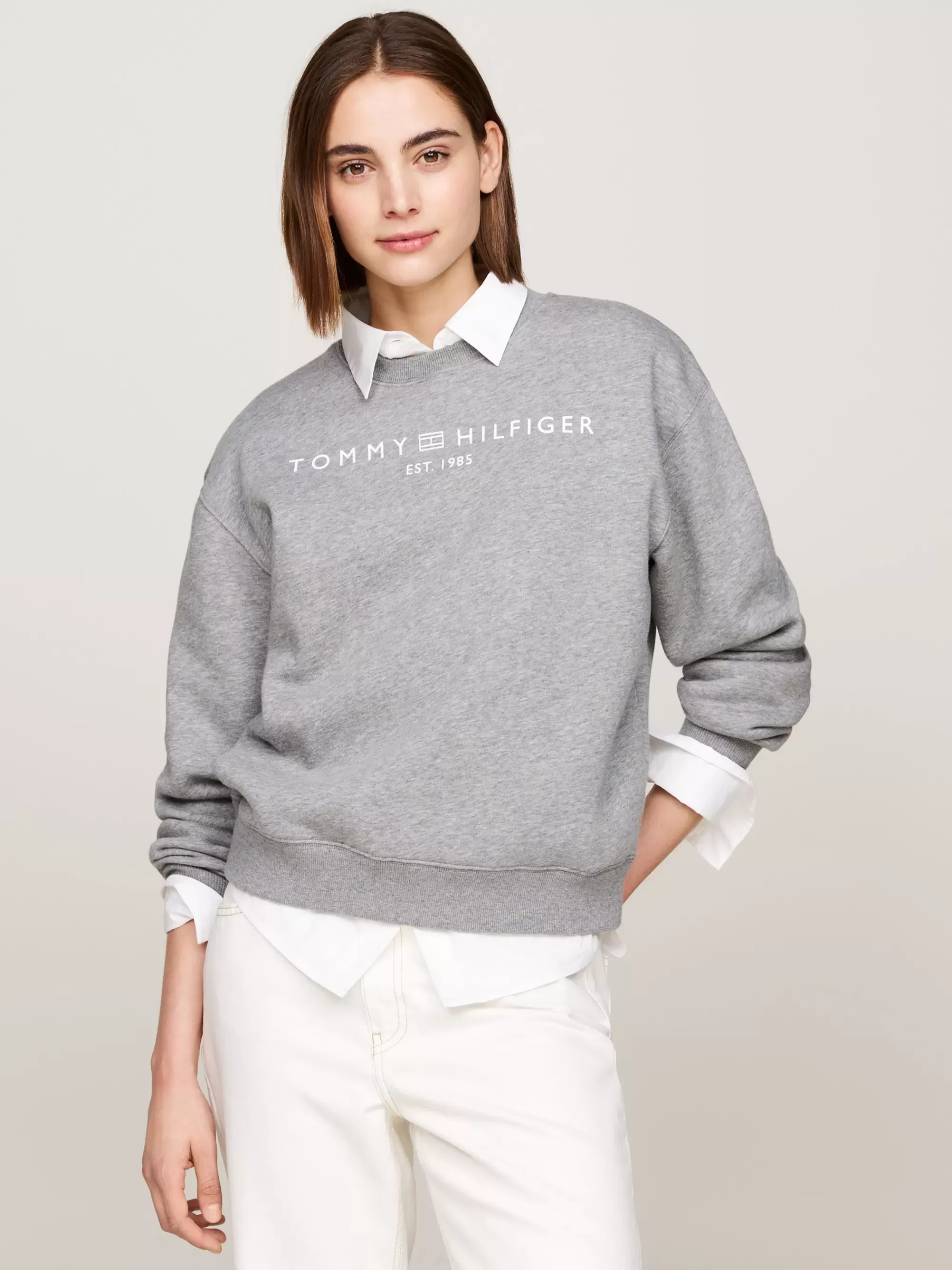 Sweatshirts & Hoodies*Tommy Hilfiger Sweatshirt Met Ronde Hals En Logo MEDIUM HEATHER GREY